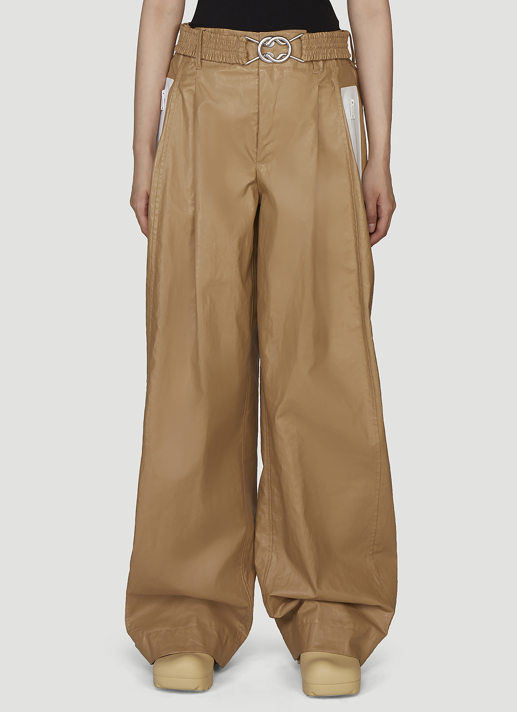 Rubberised Wide Leg Pants