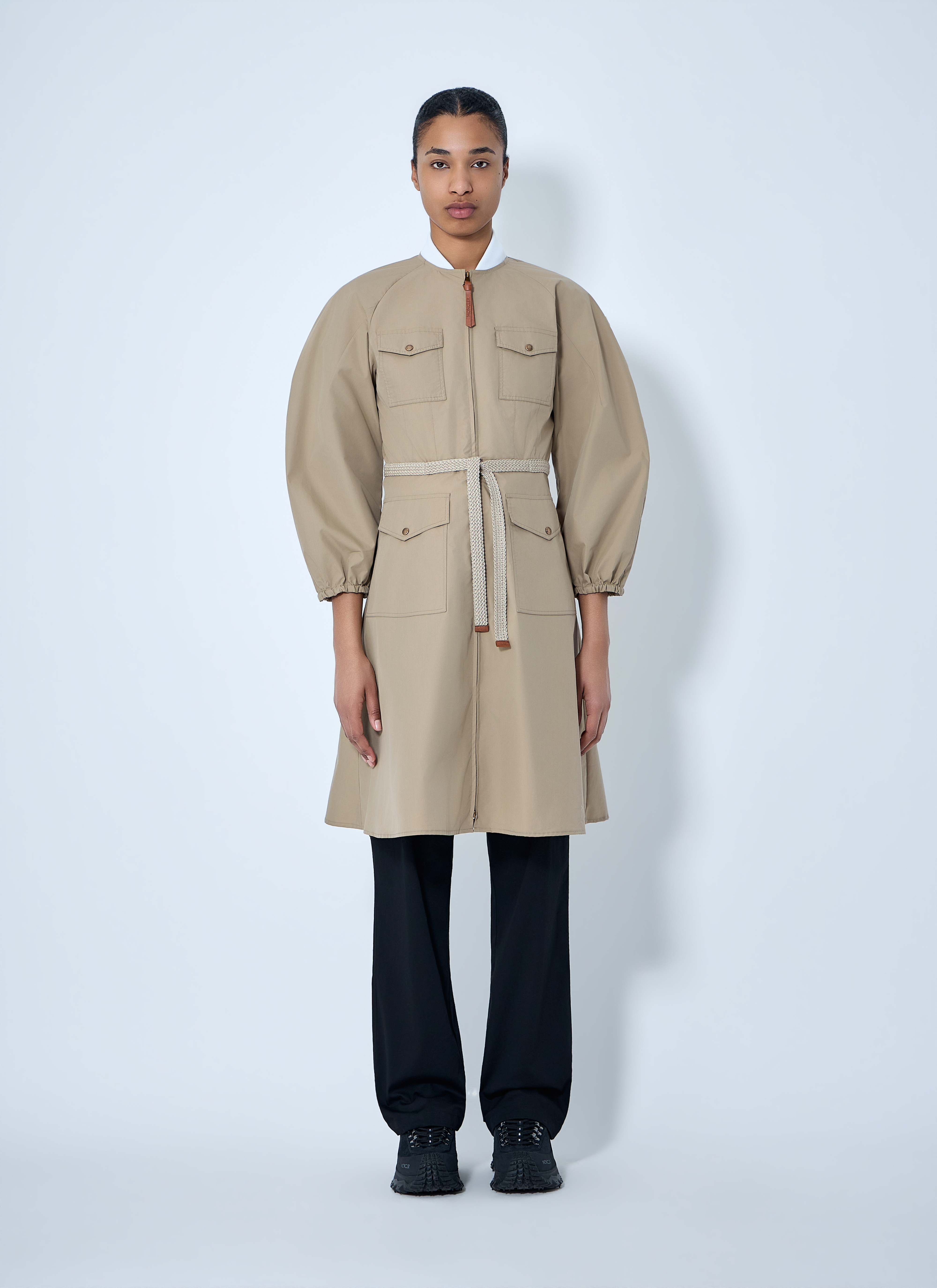 Moncler Women's Beige Belted Utility Jacket - Woman Jackets It - 42