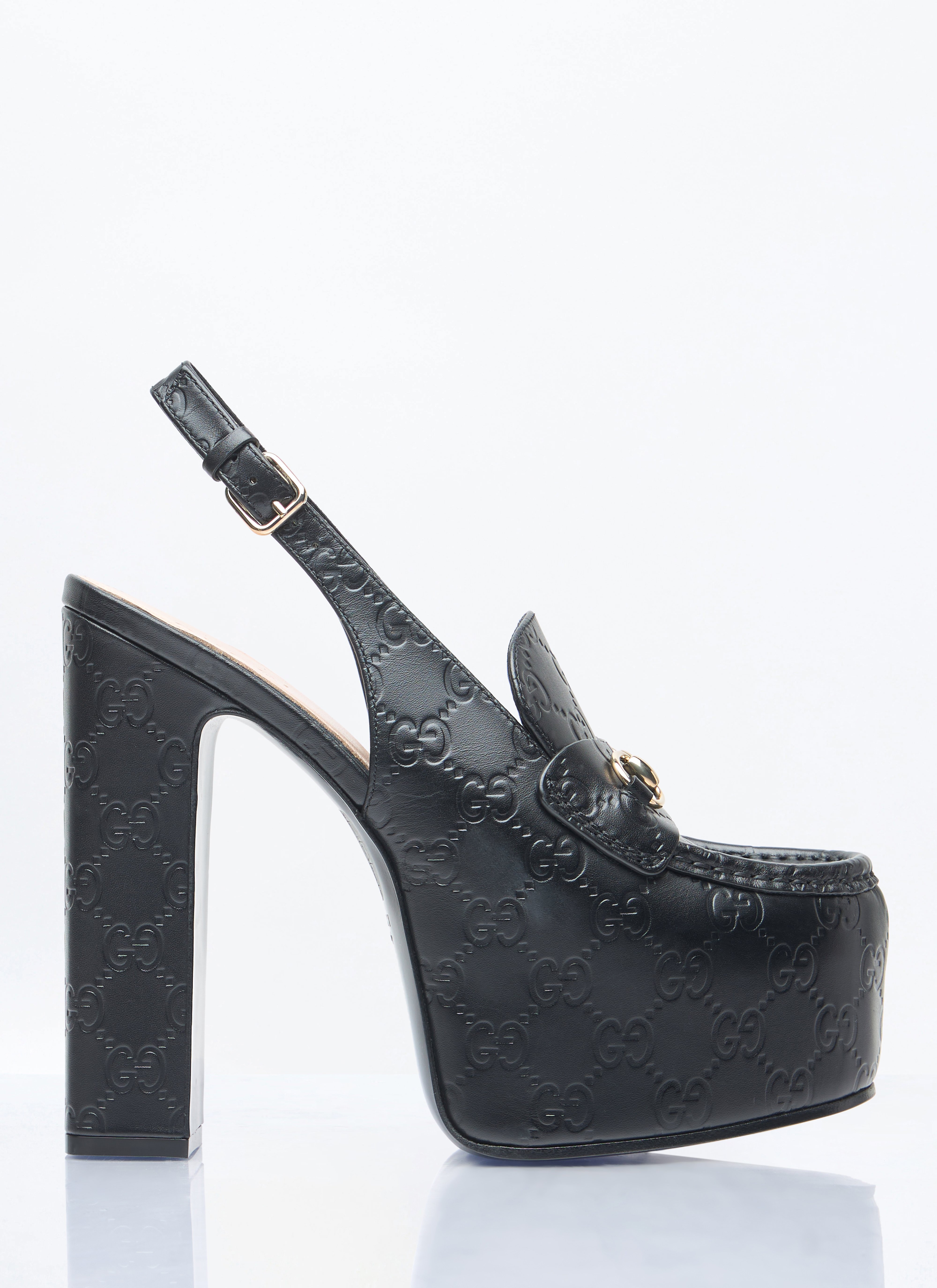 Gucci Women's' Horsebit Slingback Platforms in Black | LN-CC®