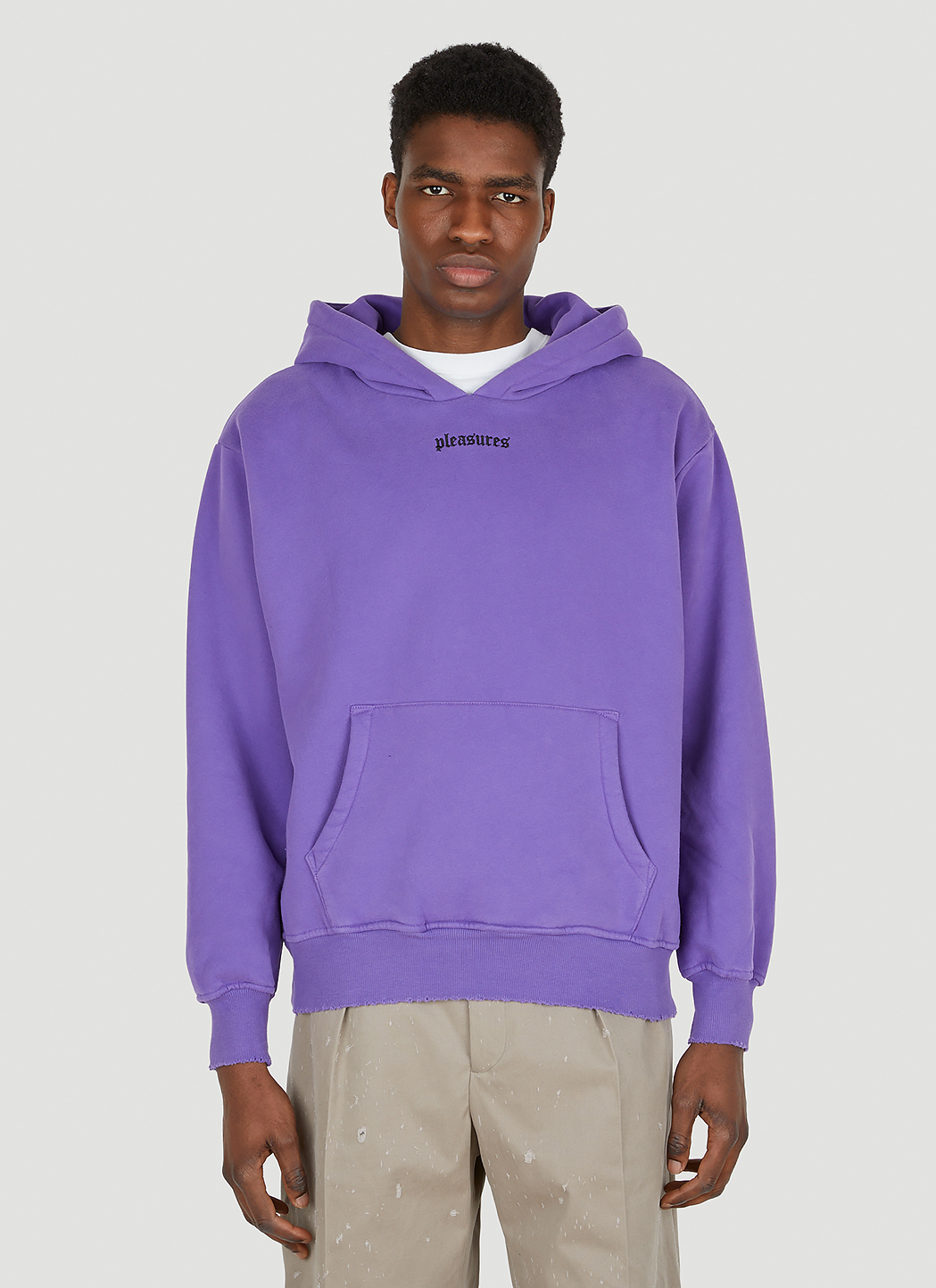 Pleasures Unisex Logo Embroidery Hooded Sweatshirt in Purple | LN-CC®