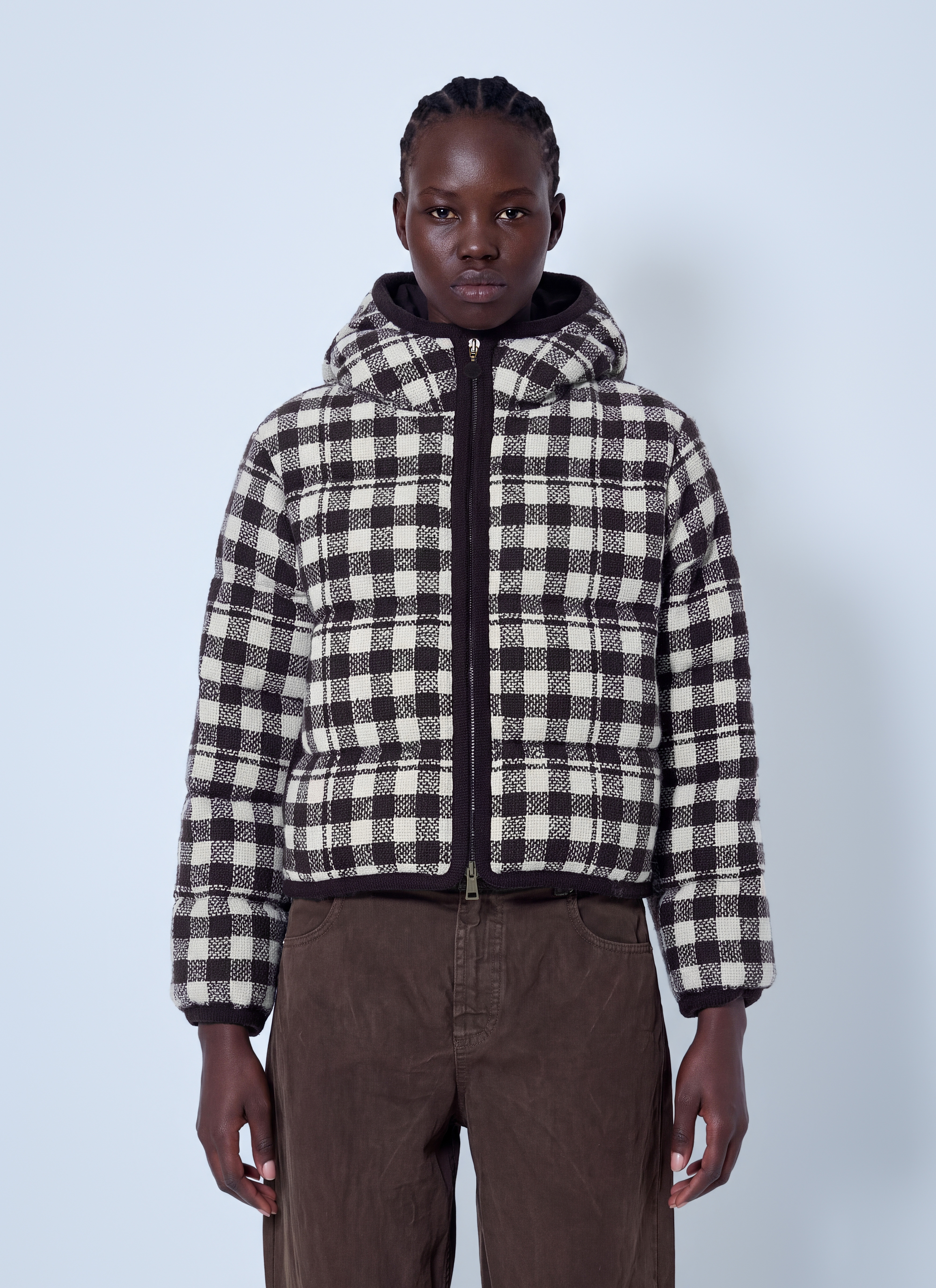 MONCLER Moncler Abstraction Hooded Wool Blend Short Down Jacket