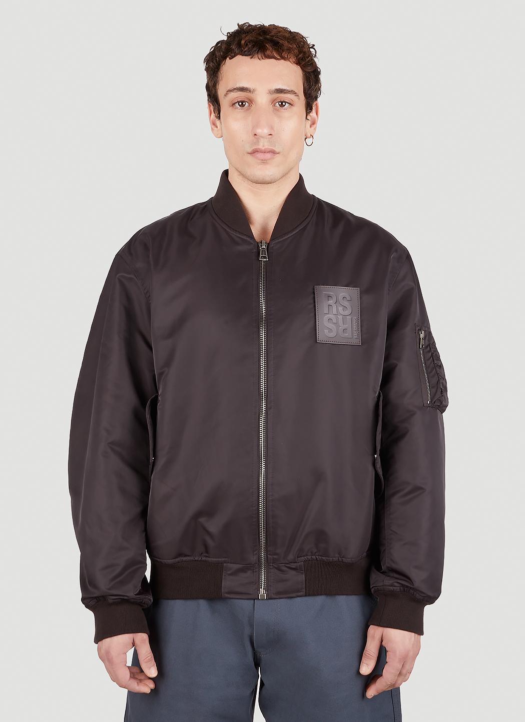 Raf Simons Logo Patch Bomber Jacket in Brown | LN-CC®