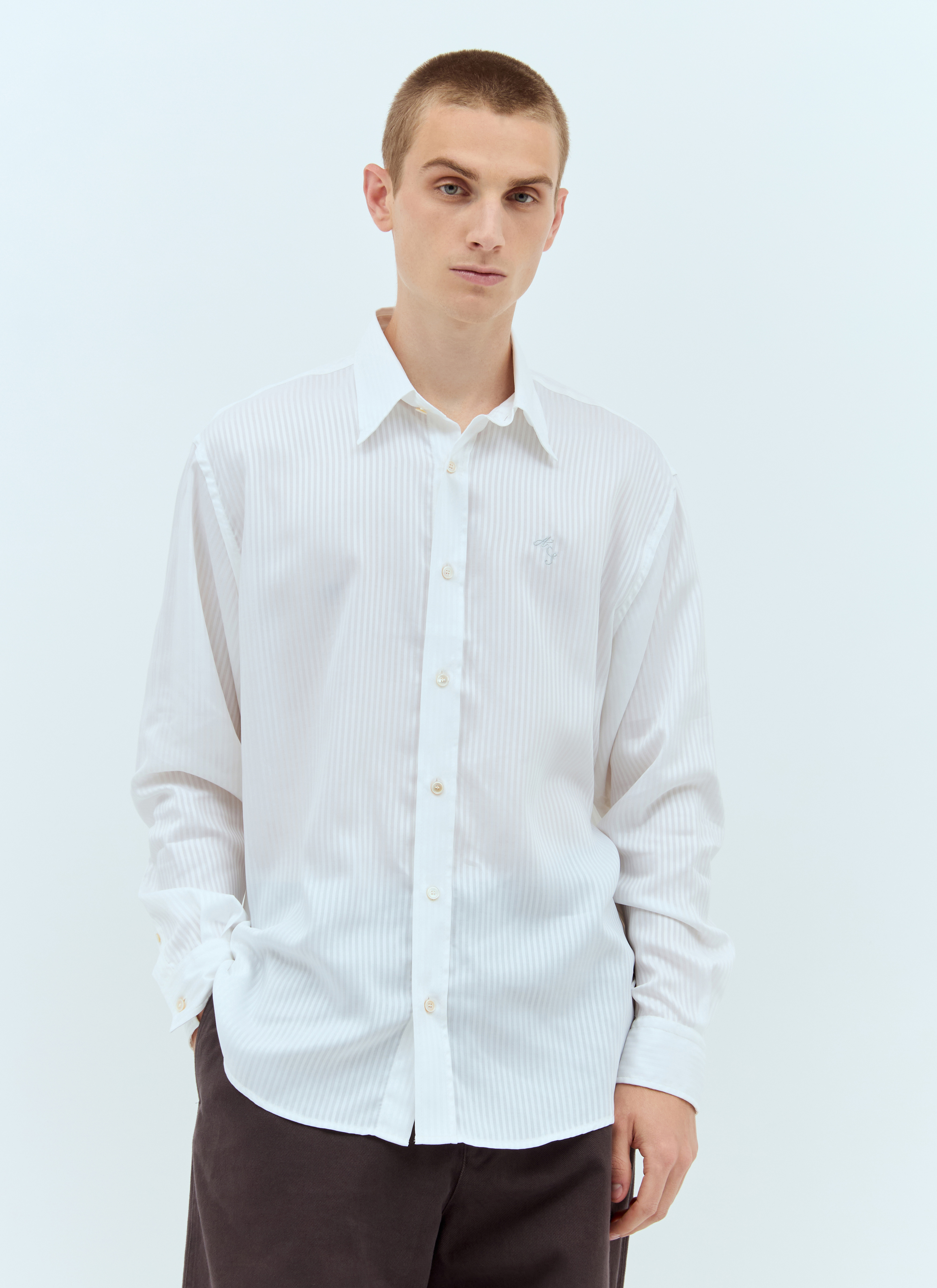 Acne Studios Men's' Stripe Button-Up Shirt in White | LN-CC®