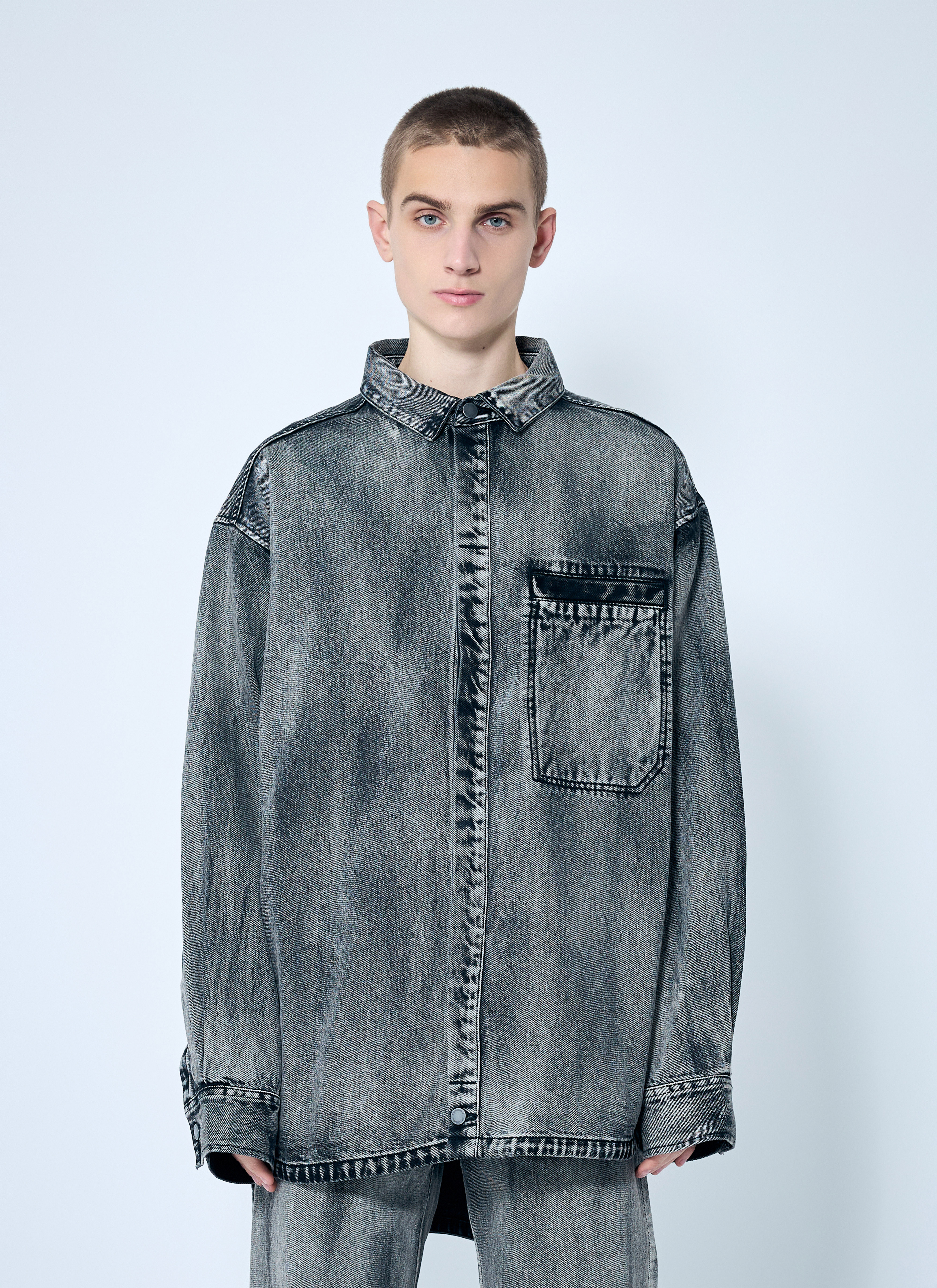 Entire Studios Men's' Herculean Denim Shirt in Grey | LN-CC® Entire Studios Men's' Herculean Denim Shirt in Grey | LN-CC®