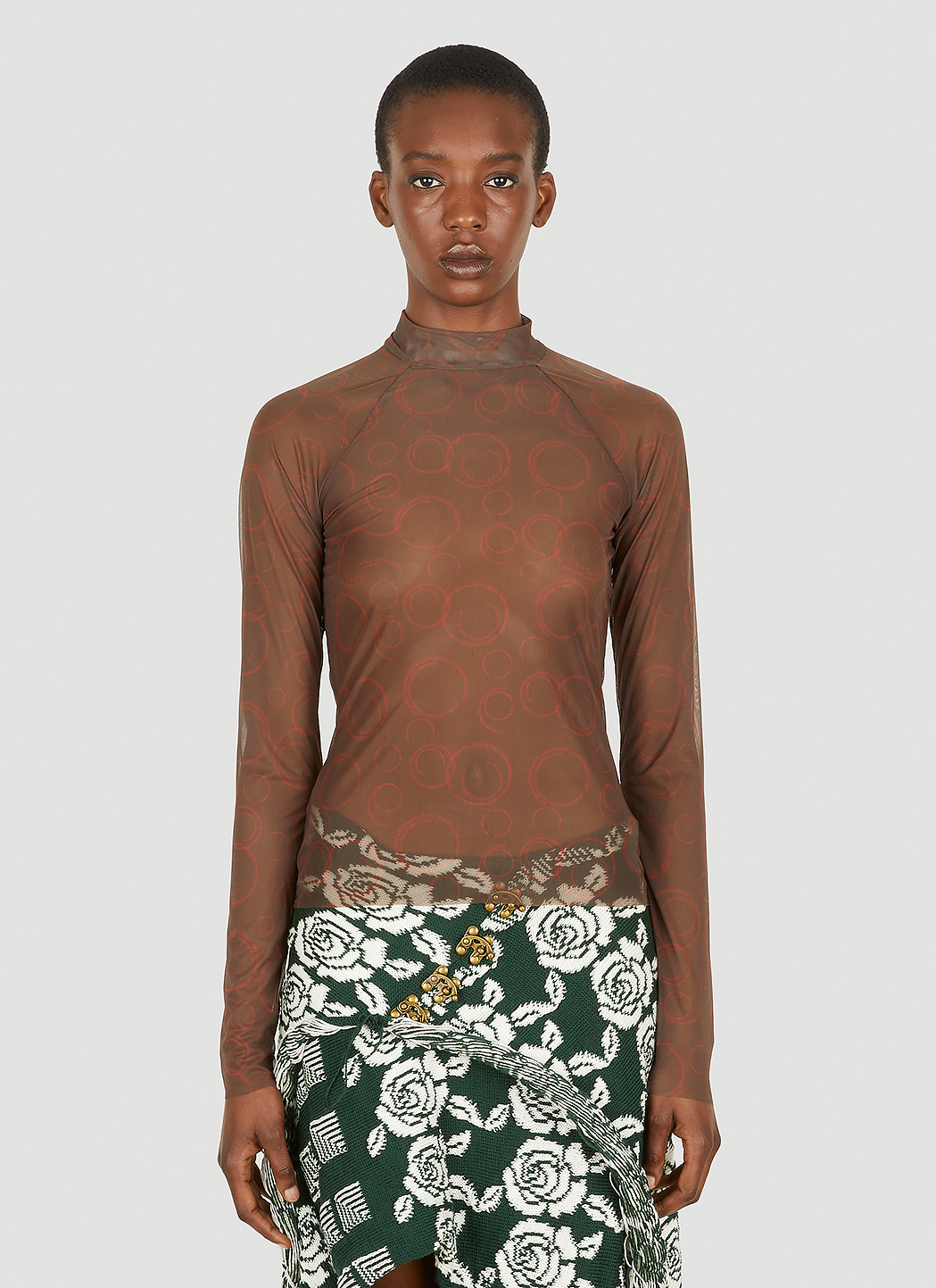 sheer mock neck top