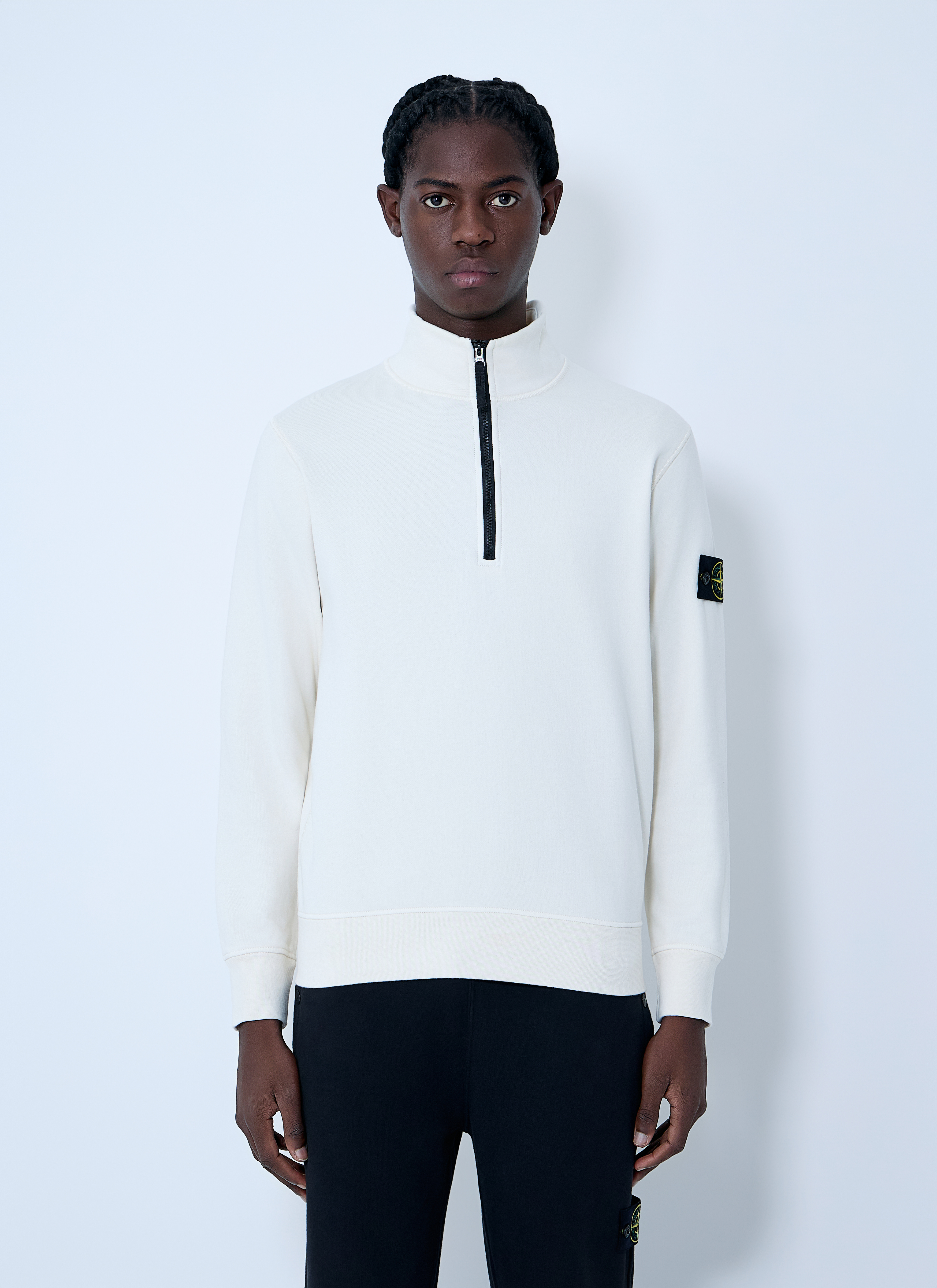 Stone Island Men's Ivory Logo Patch Sweater - Man Sweatshirts S