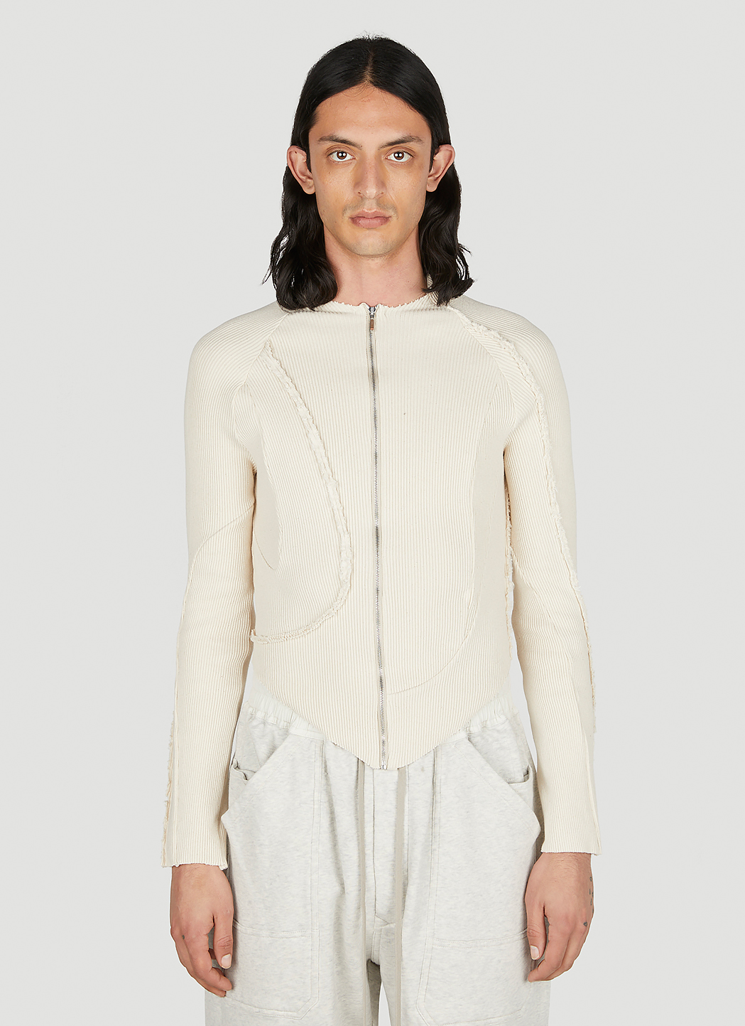 Mainline:RUS/Fr.CA/DE Unisex Panelled Cardigan in Beige | LN-CC®