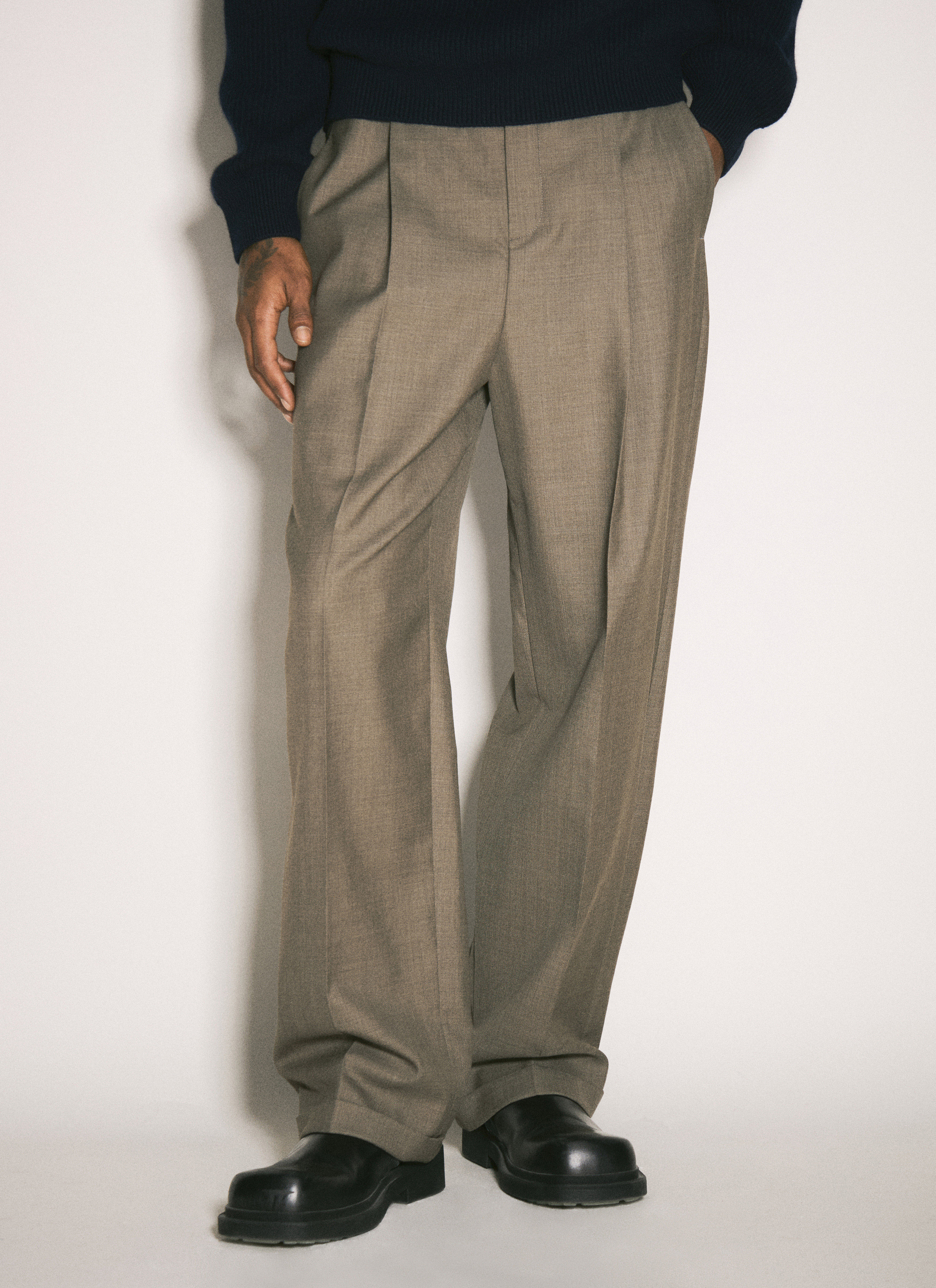 Saint Laurent Men's' Wool Tailored Pants in Grey | LN-CC®
