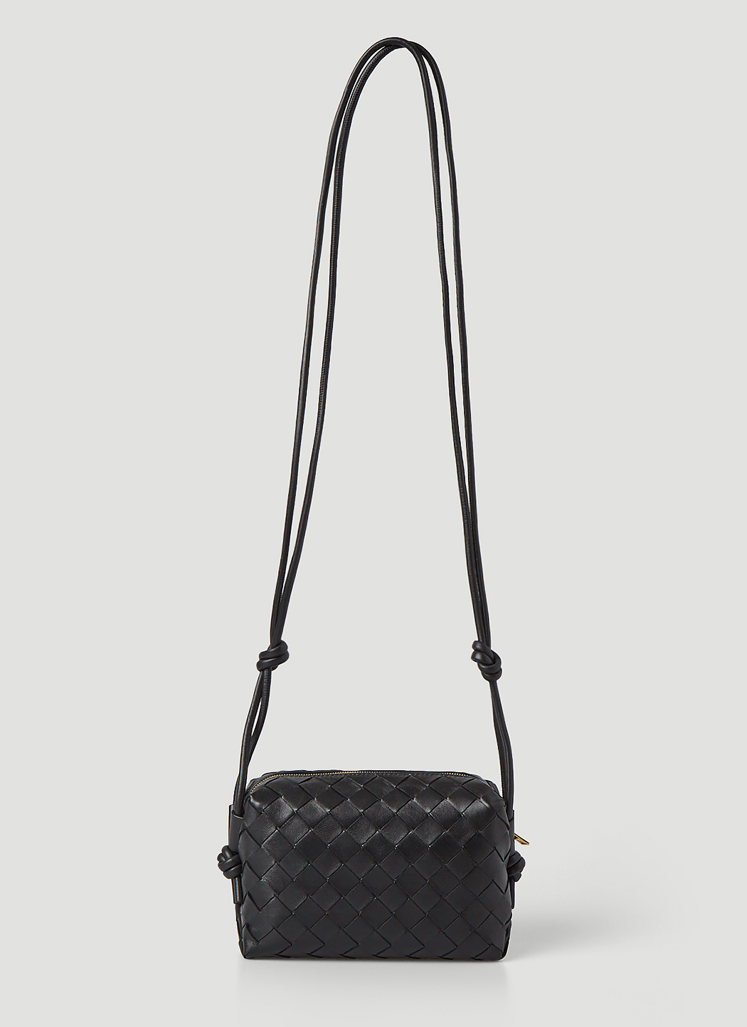 ★BOTTEGA VENETA★ Mini Intrecciato Loop Shoulder Bag Black BOTTEGA VENETA Loop mini intrecciato leather shoulder bag