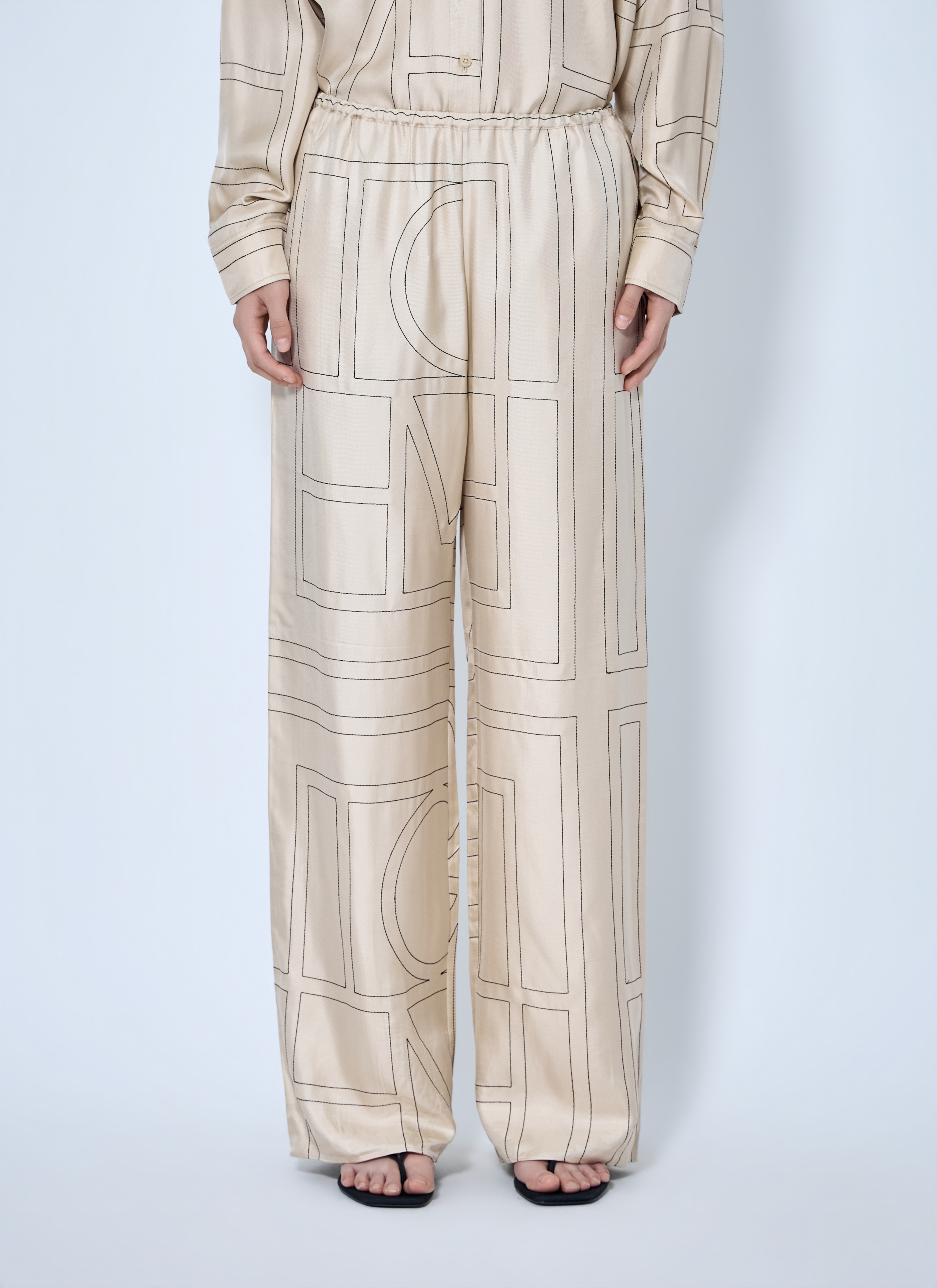 Toteme Women's Cream Monogram Silk Pj Pants - Woman Pants Fr - 32
