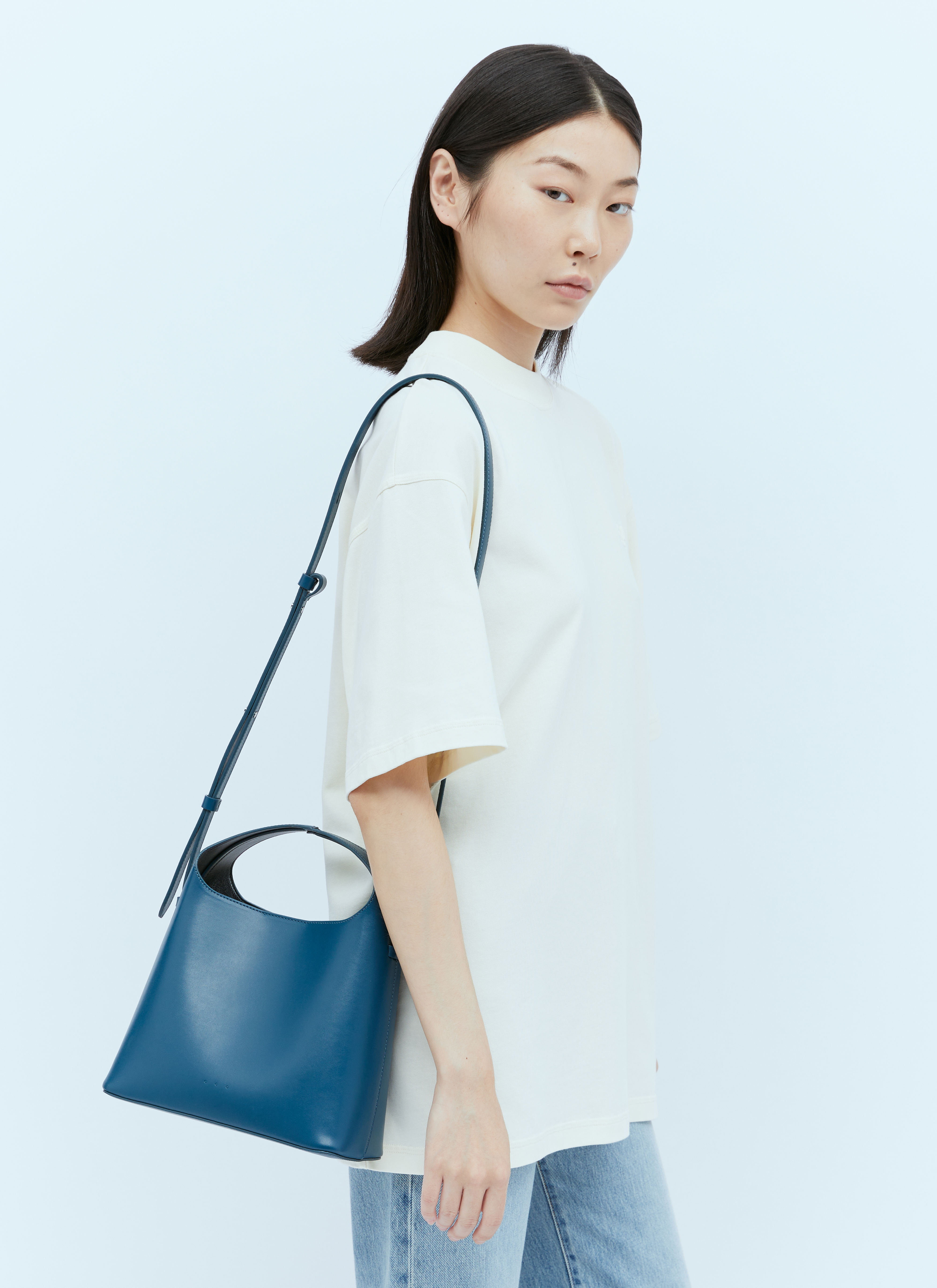 Aesther Ekme Mini Sac Sky Blue Tote Bag on model - i-D Concept Stores