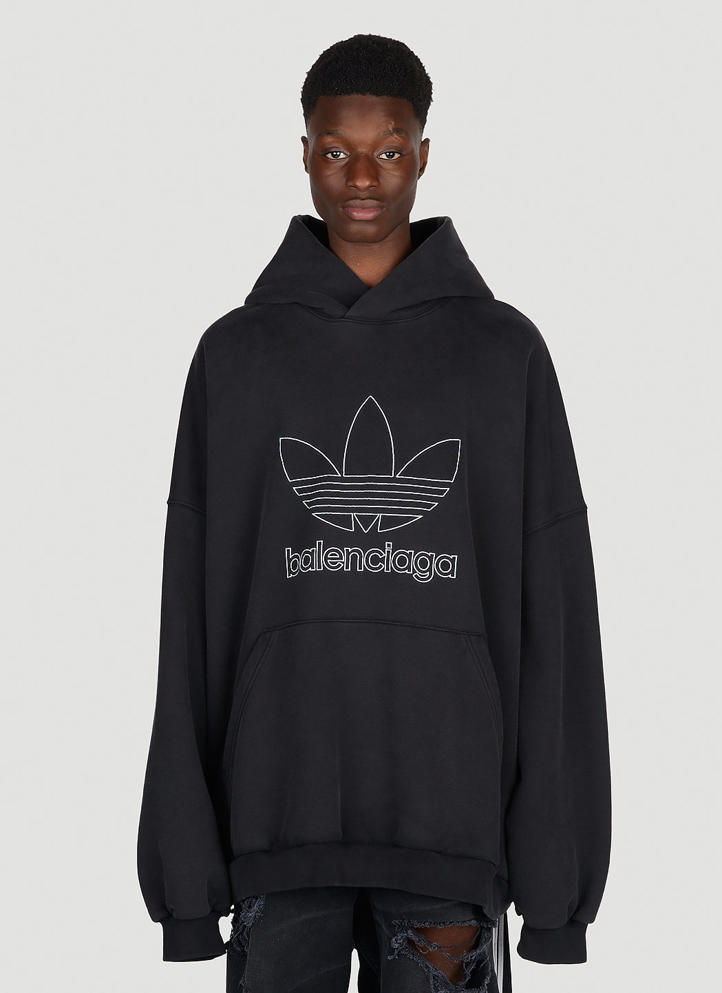 Balenciaga x adidas Embroidered Logo Hooded Sweatshirt in Black | LN-CC®