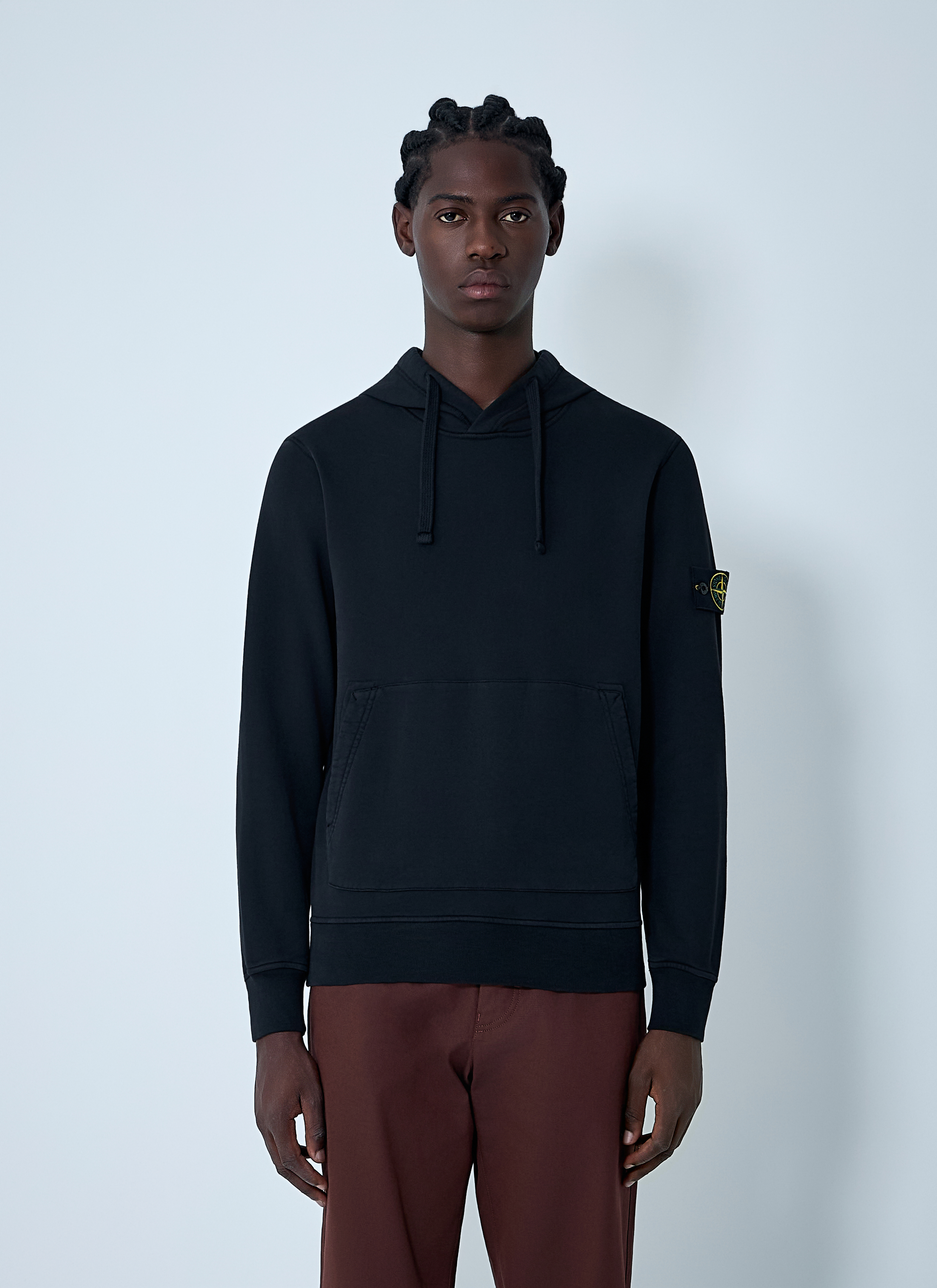Stone Island Men's Black Compass Patch Hooded Sweatshirt - Man Sweatshirts Xxxl