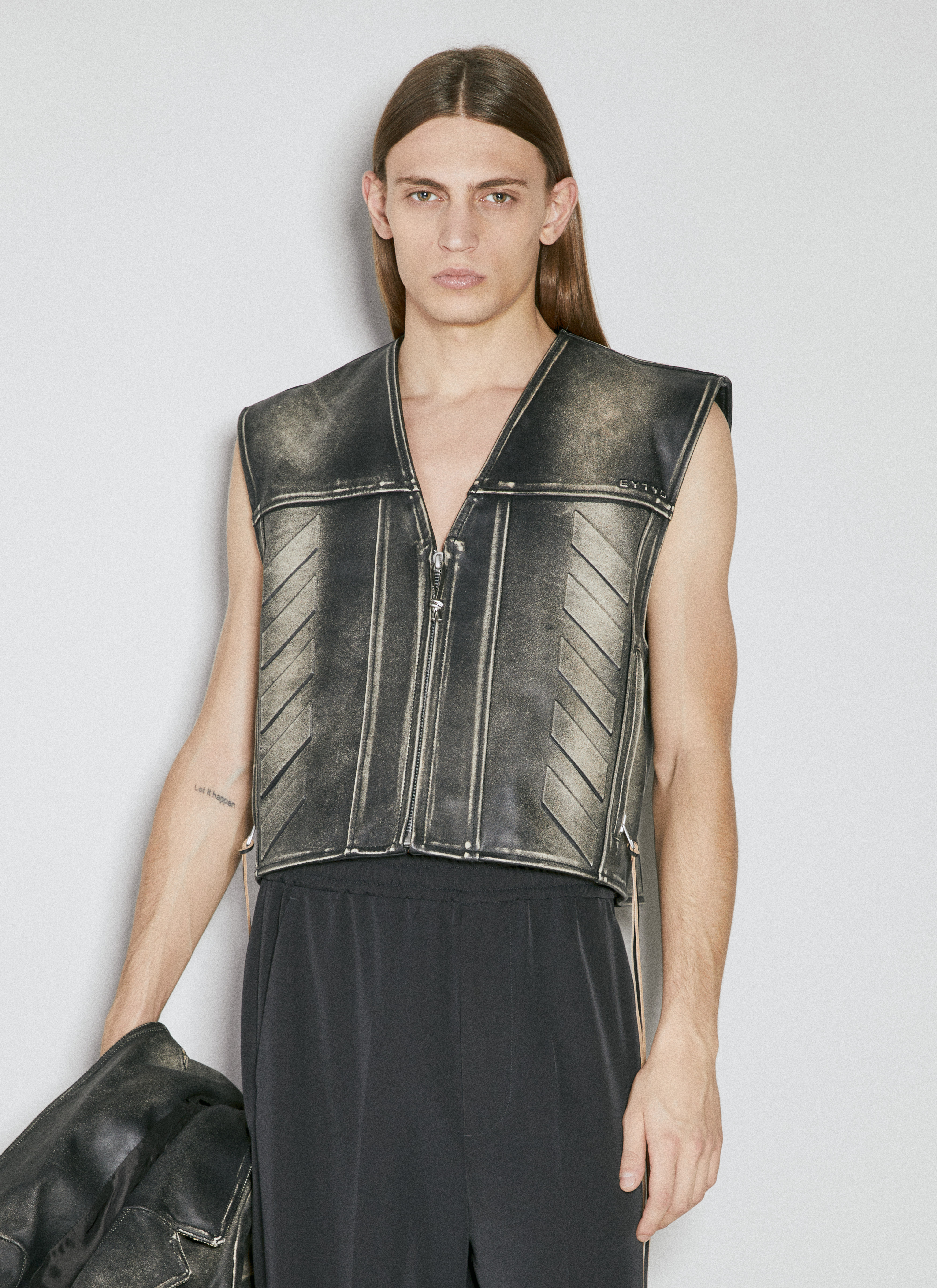 Eytys Men's' Harper Emboss Vintage Leather Vest in Grey | LN-CC®