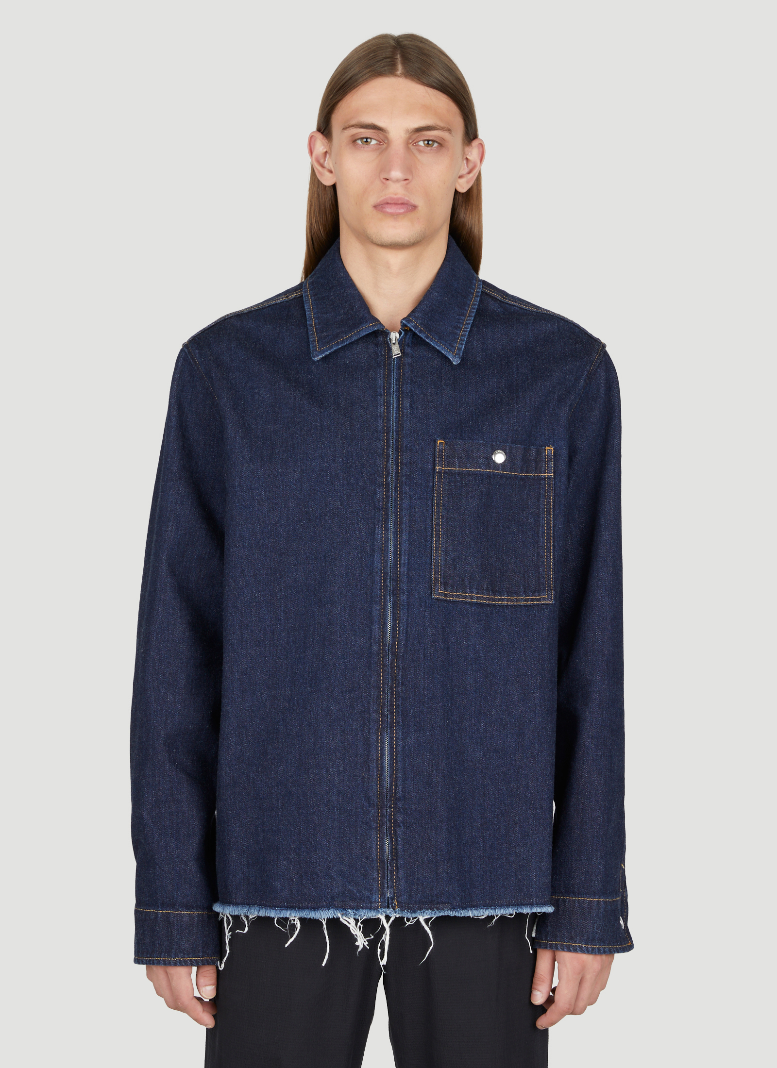 Lanvin Men's' Zipped Denim Overshirt in Navy | LN-CC®