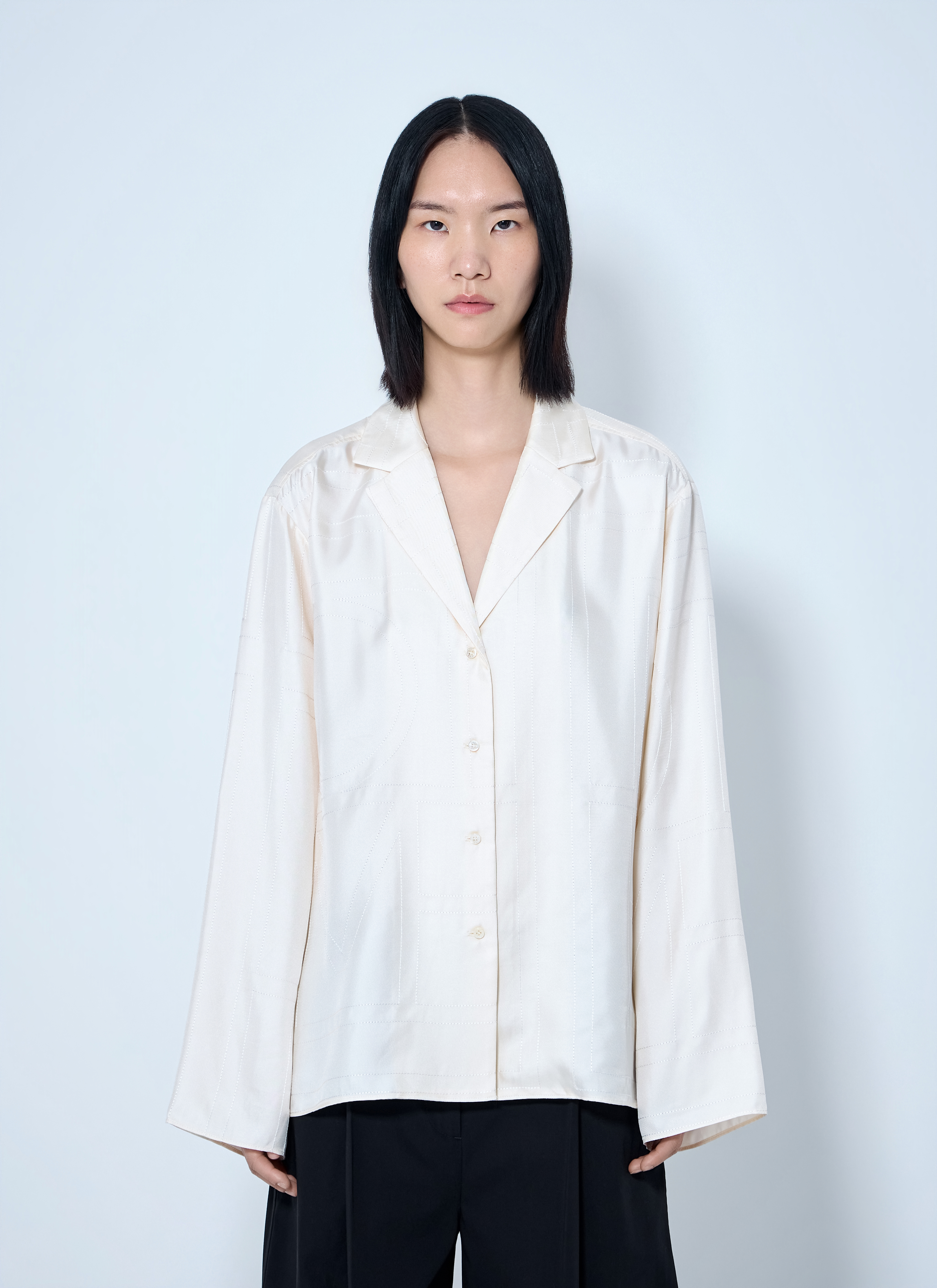 Toteme Women's White Monogram Silk Pj Shirt - Woman Shirts Fr - 38