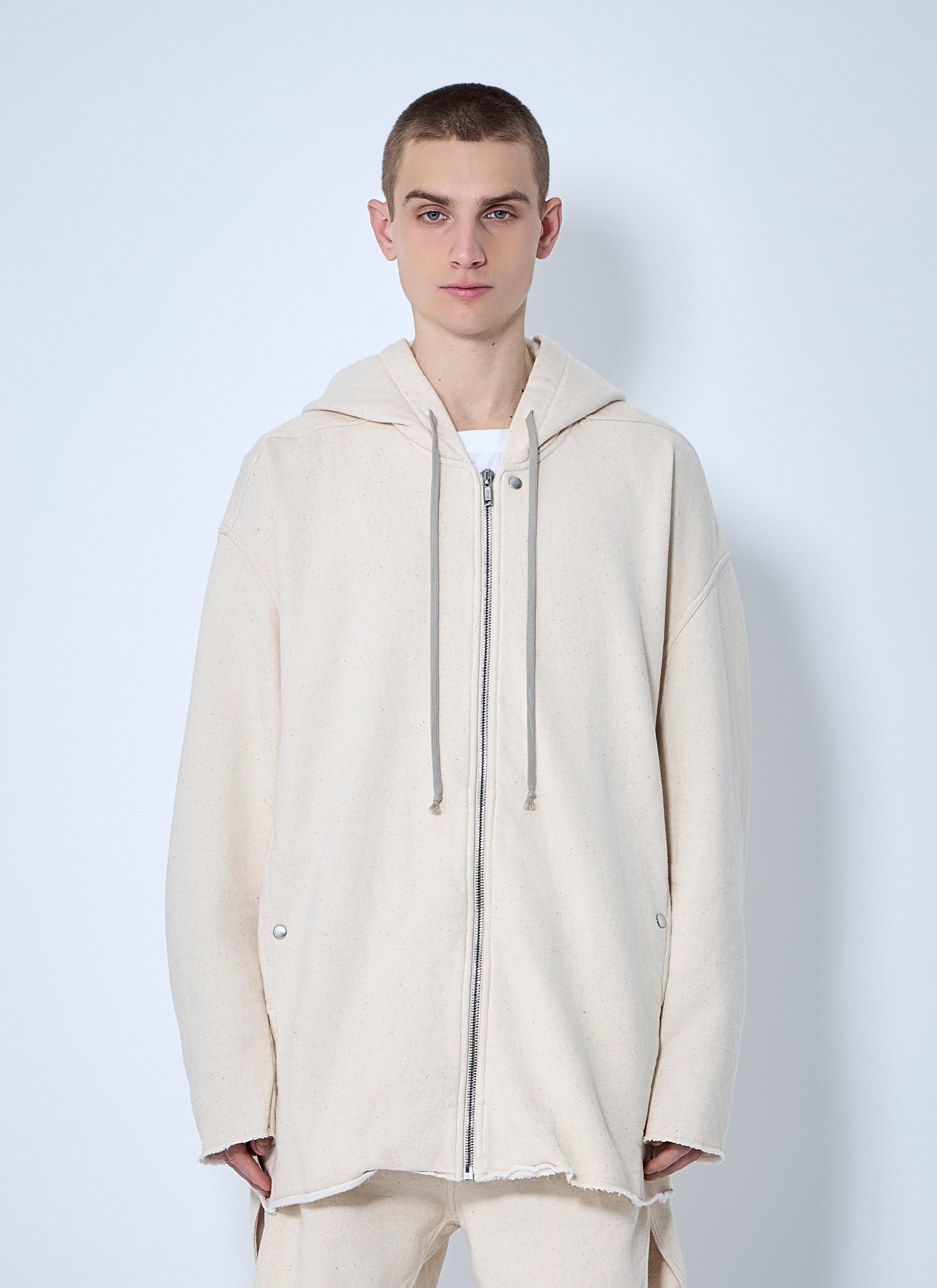 Rick Owens DRKSHDW Men's' Peter Zip-Up Sweatshirt in Beige | LN-CC®