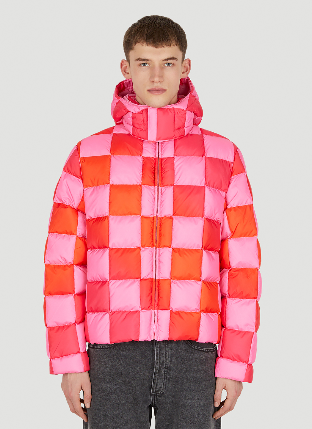 Gradient Damier Puffer Jacket