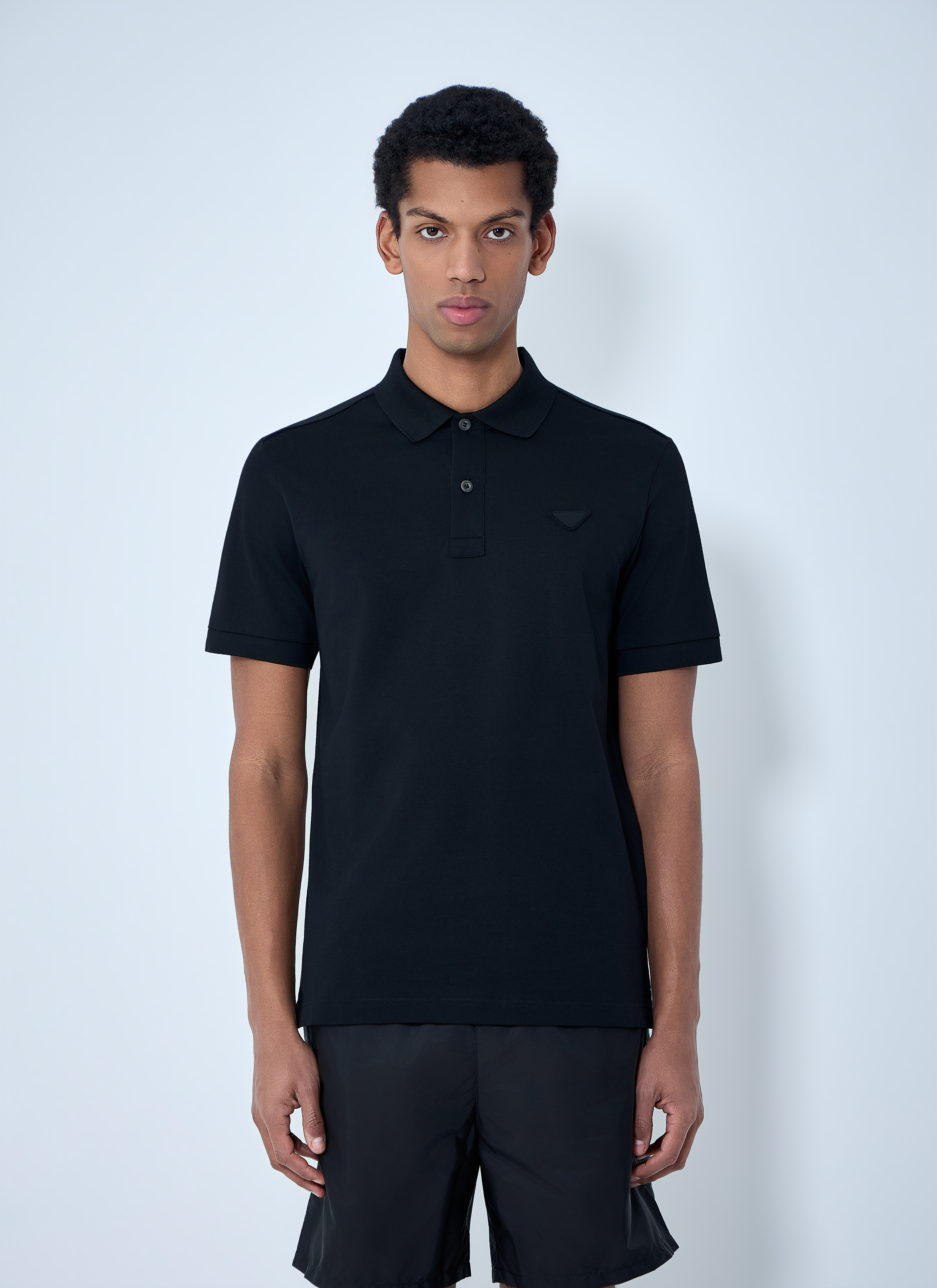 Prada Men's' Logo Motif Polo Shirt in Black | LN-CC®