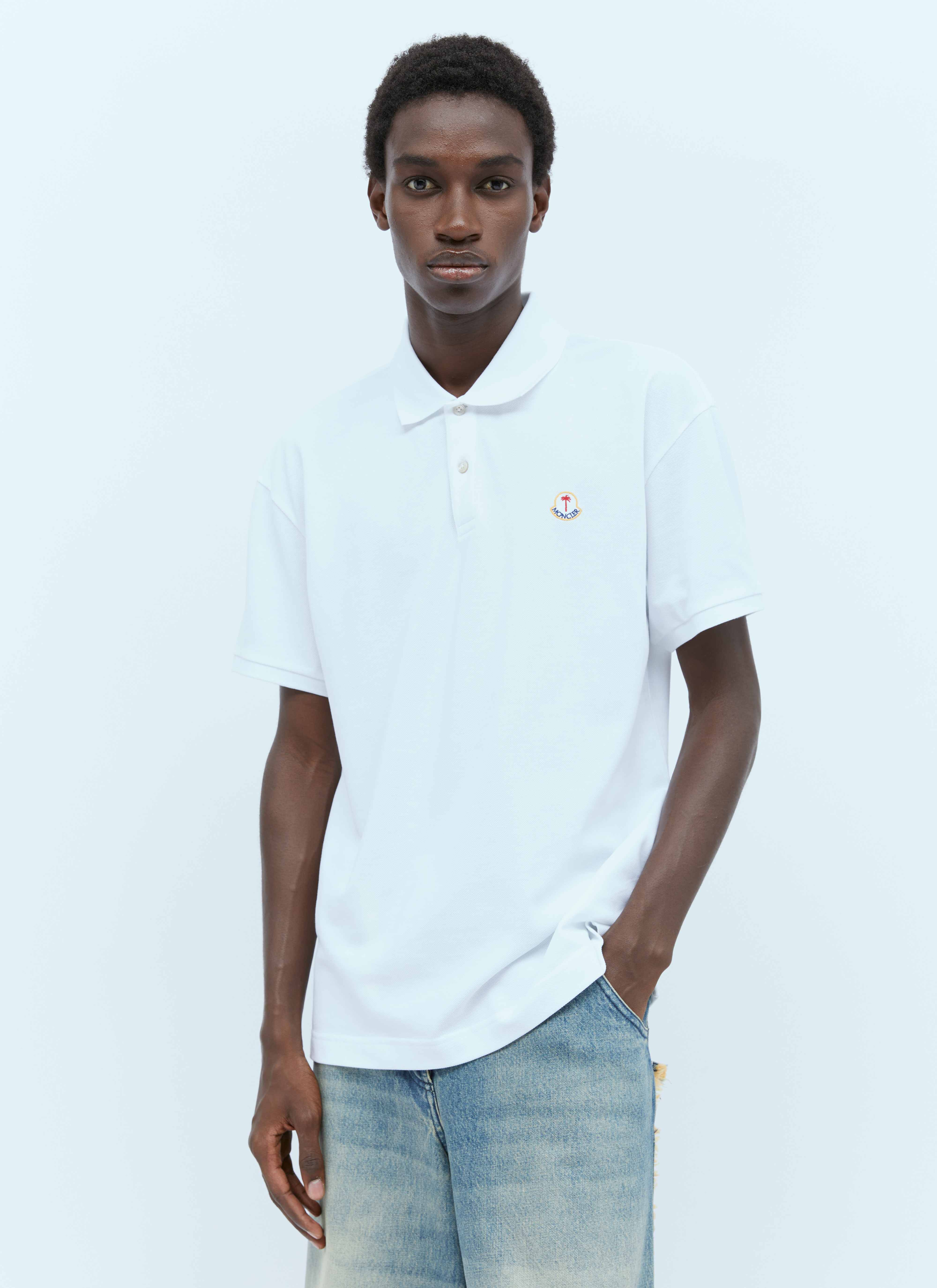 Moncler x Palm Angels レディース ロゴパッチポロシャツ の ホワイト