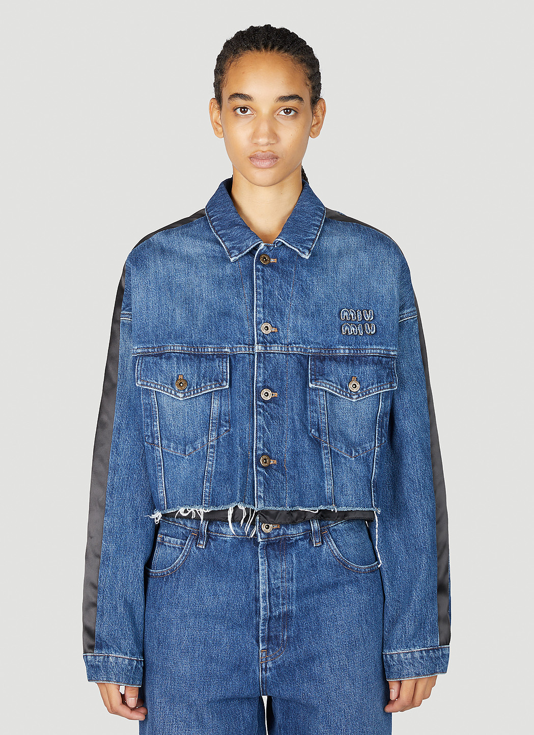 Miu Miu Cropped Denim Jacket in Blue für Damen | LN-CC®