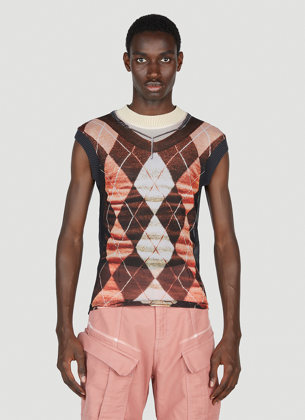 Trompe L'Oeil Argyle Sweater Top