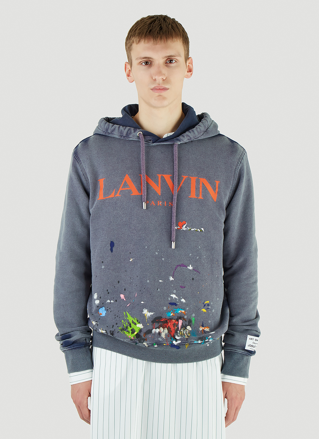 Lanvin X Gallery Dept. Men's Splatter Hooded Sweatshirt in Blue | LN-CC