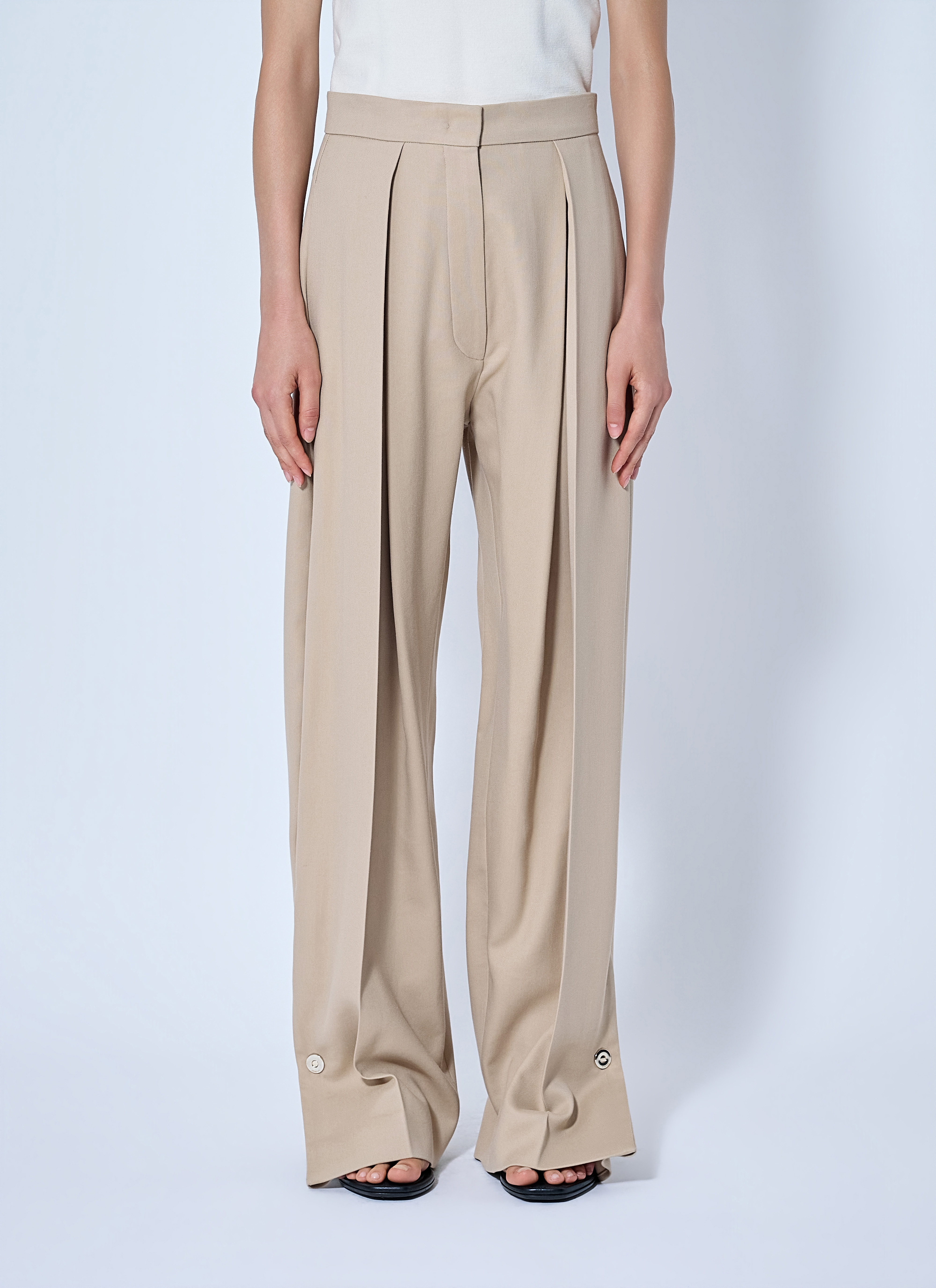 Sportmax Women's Beige Wide-Leg Pleated Trousers - Woman Pants It - 42