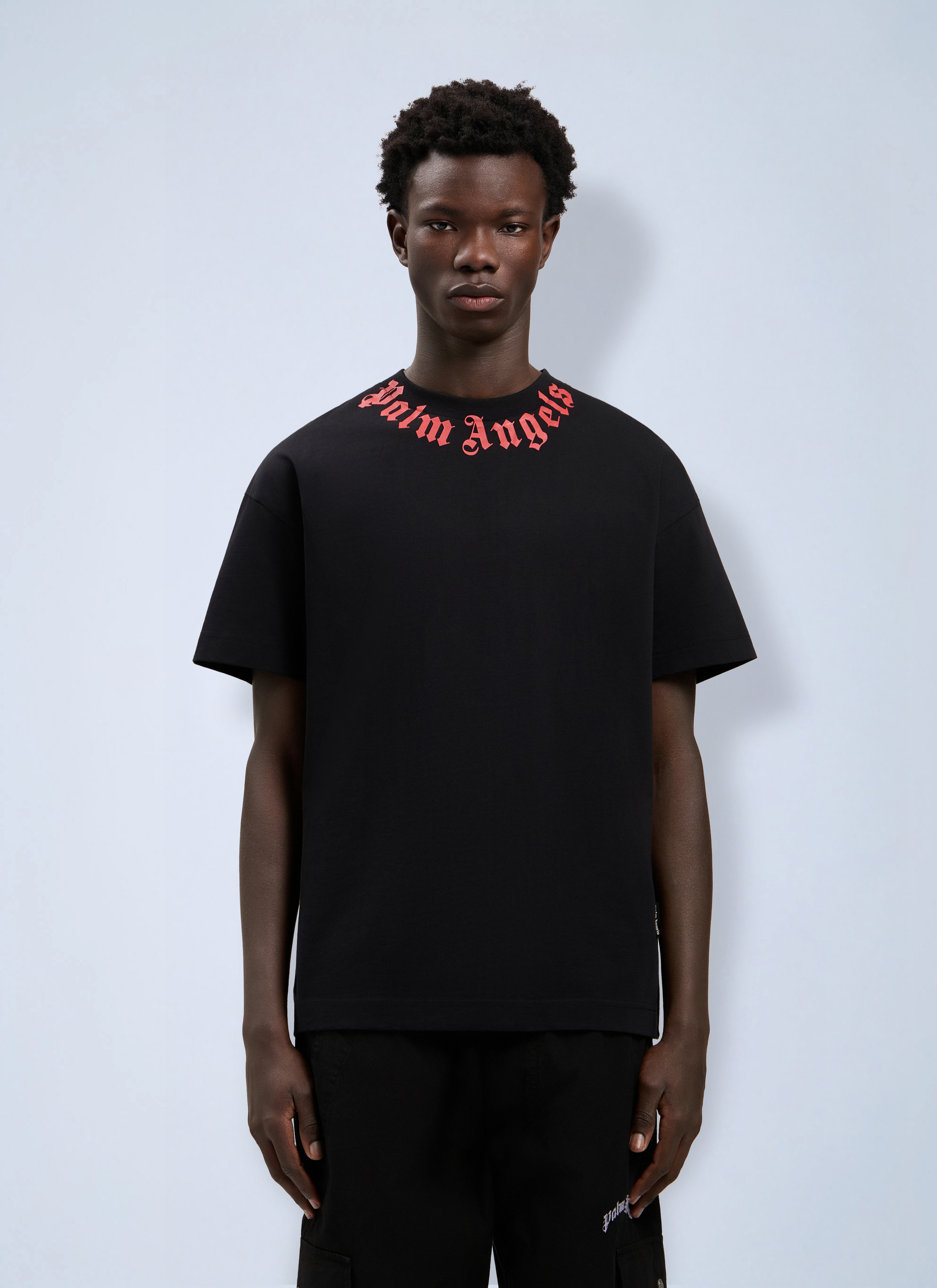 Palm Angels Uomo Nero Neck Logo T-Shirt - Man T-Shirts M