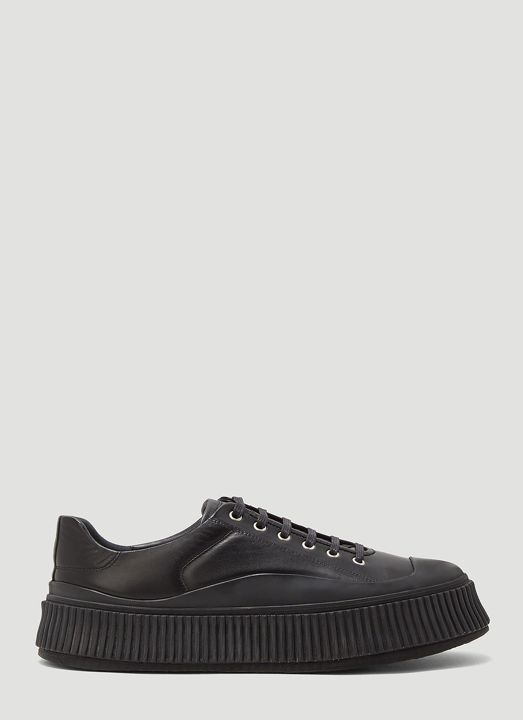 JIL SANDER|SNEAKERS (BASKET LO - COW LEATHER/FABRIC (J1 Jil Sander Ribbed-Sole Leather Sneakers | LN-CC