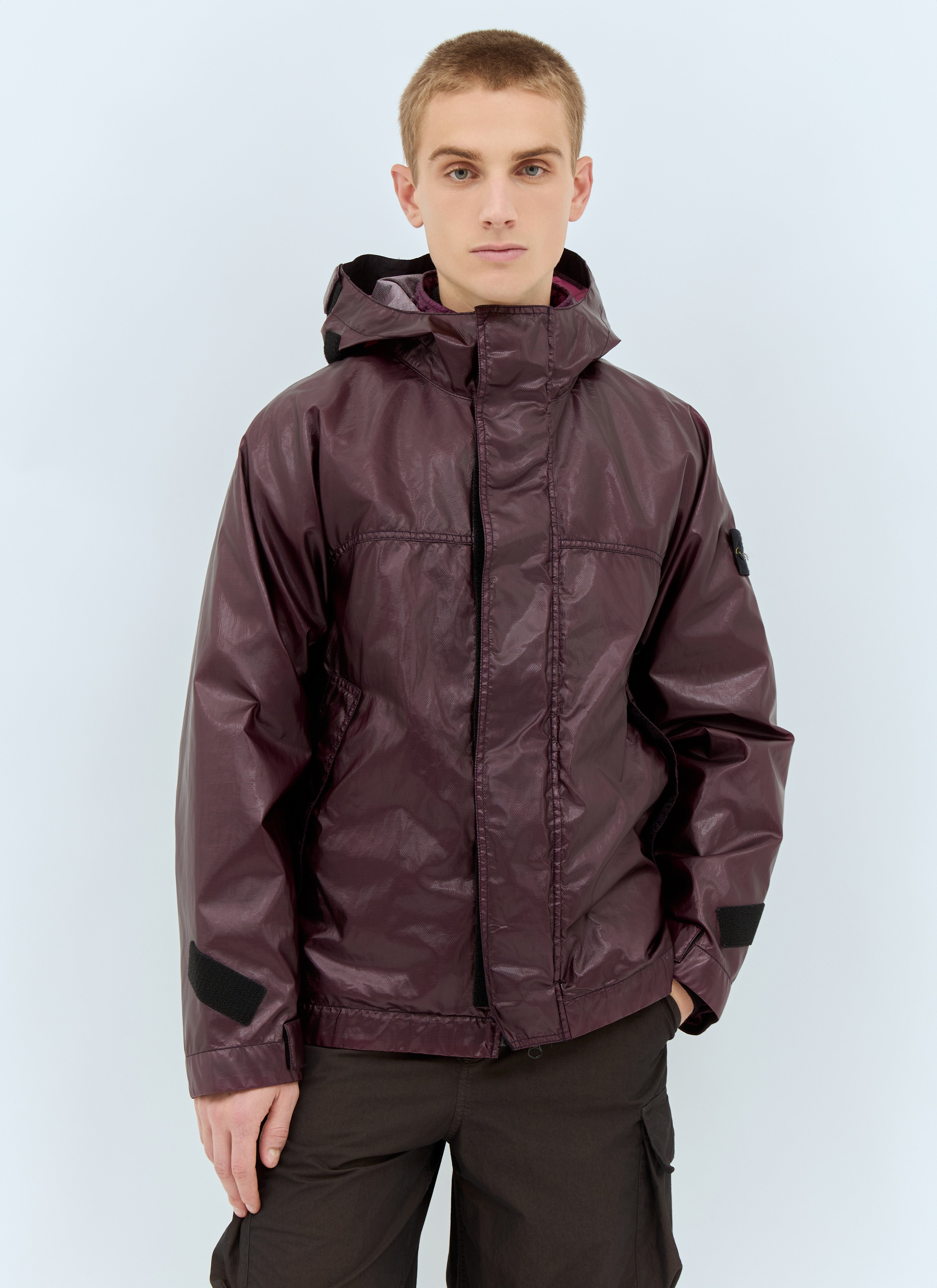 Stone Island Men's' Layered Coated Jacket in Burgundy | LN-CC®