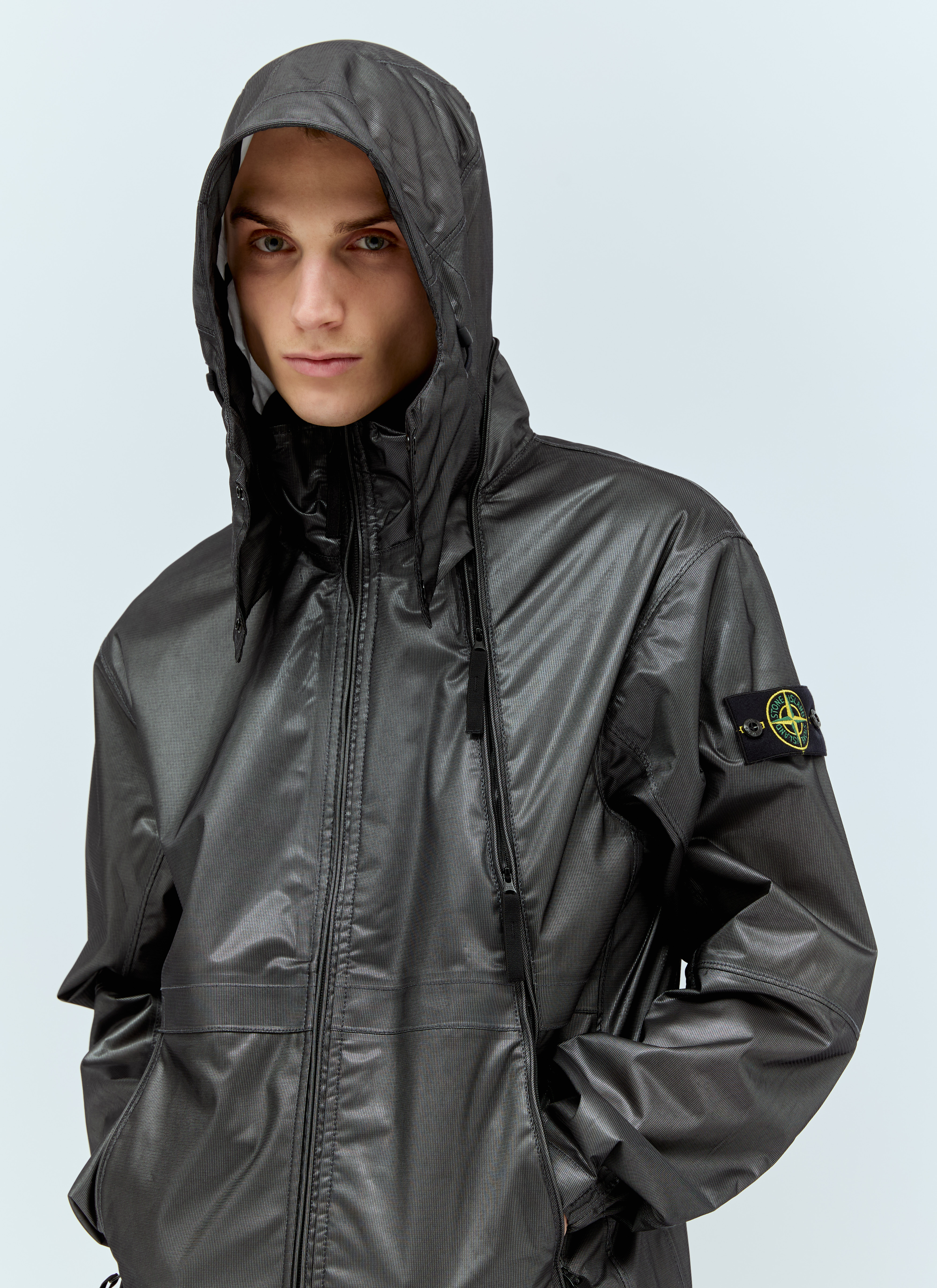 Stone Island Men's' Glossy Zip-Up Jacket in Grey | LN-CC®