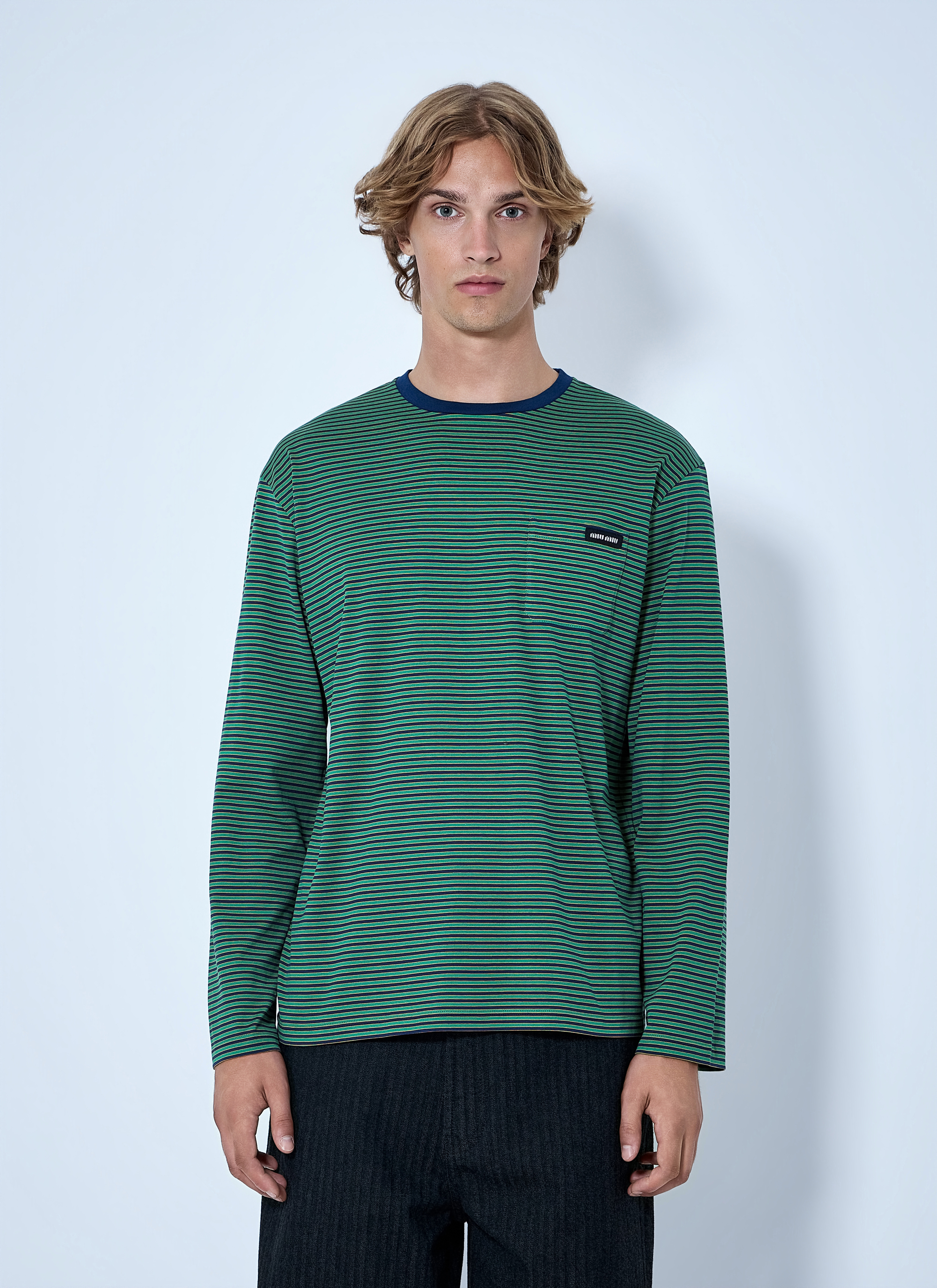 Miu Miu Miu Miu Striped Long Sleeve T-Shirt