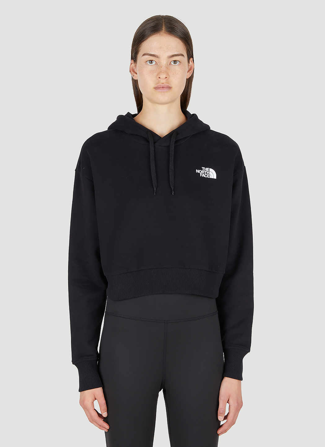 Logo Print Cropped Hooded Sweatshirt