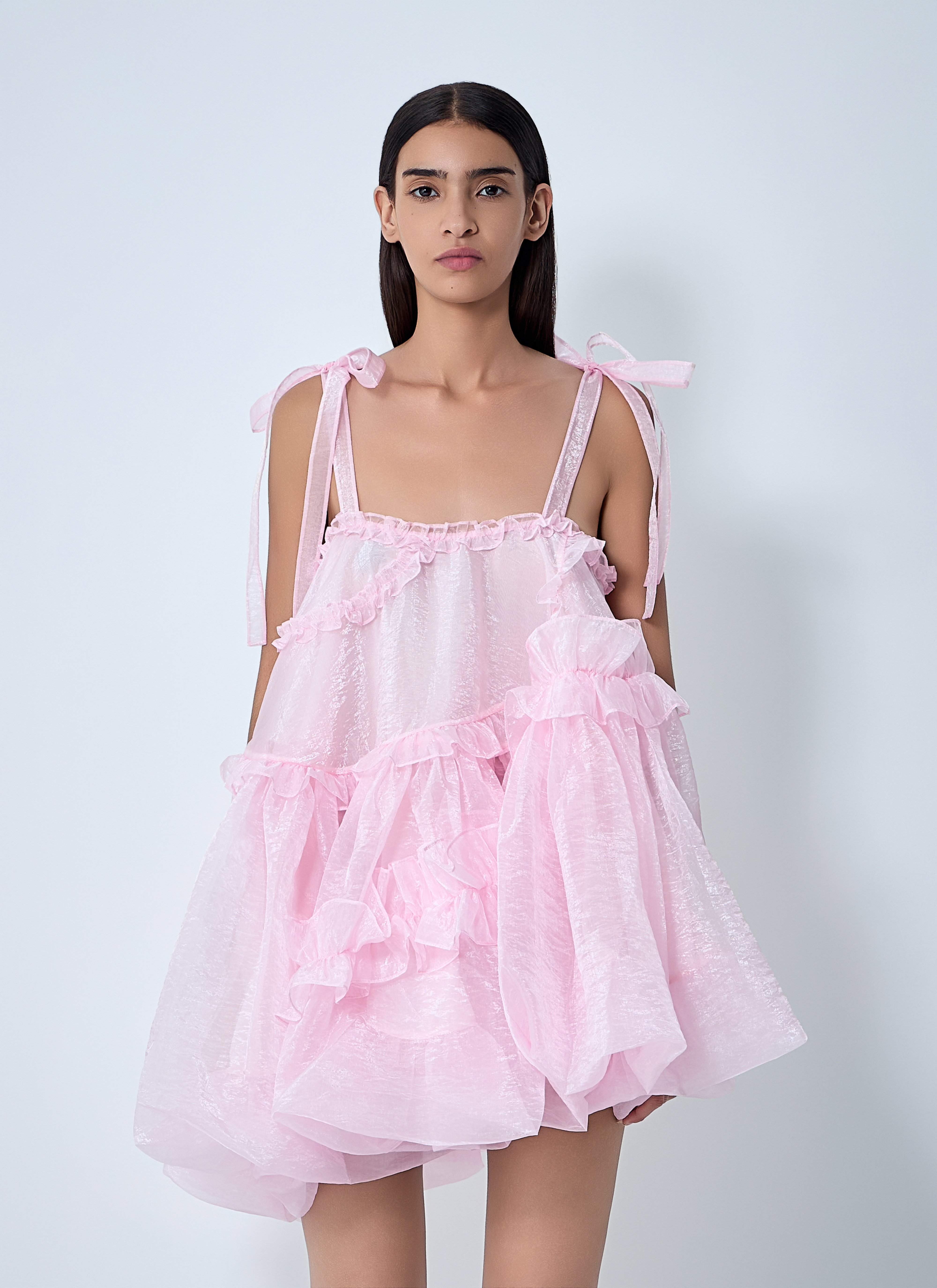 Cecilie Bahnsen Women's' Ruffle Trim Midi Dress in Pink | LN-CC®