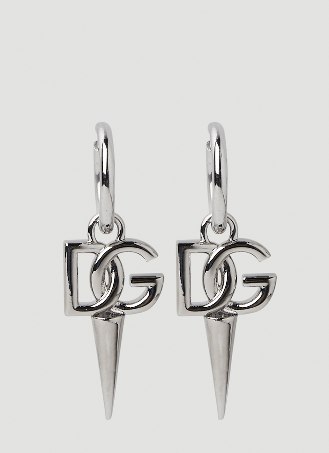 Dolce&Gabbana Logo Plaque Spike Hoop Earrings