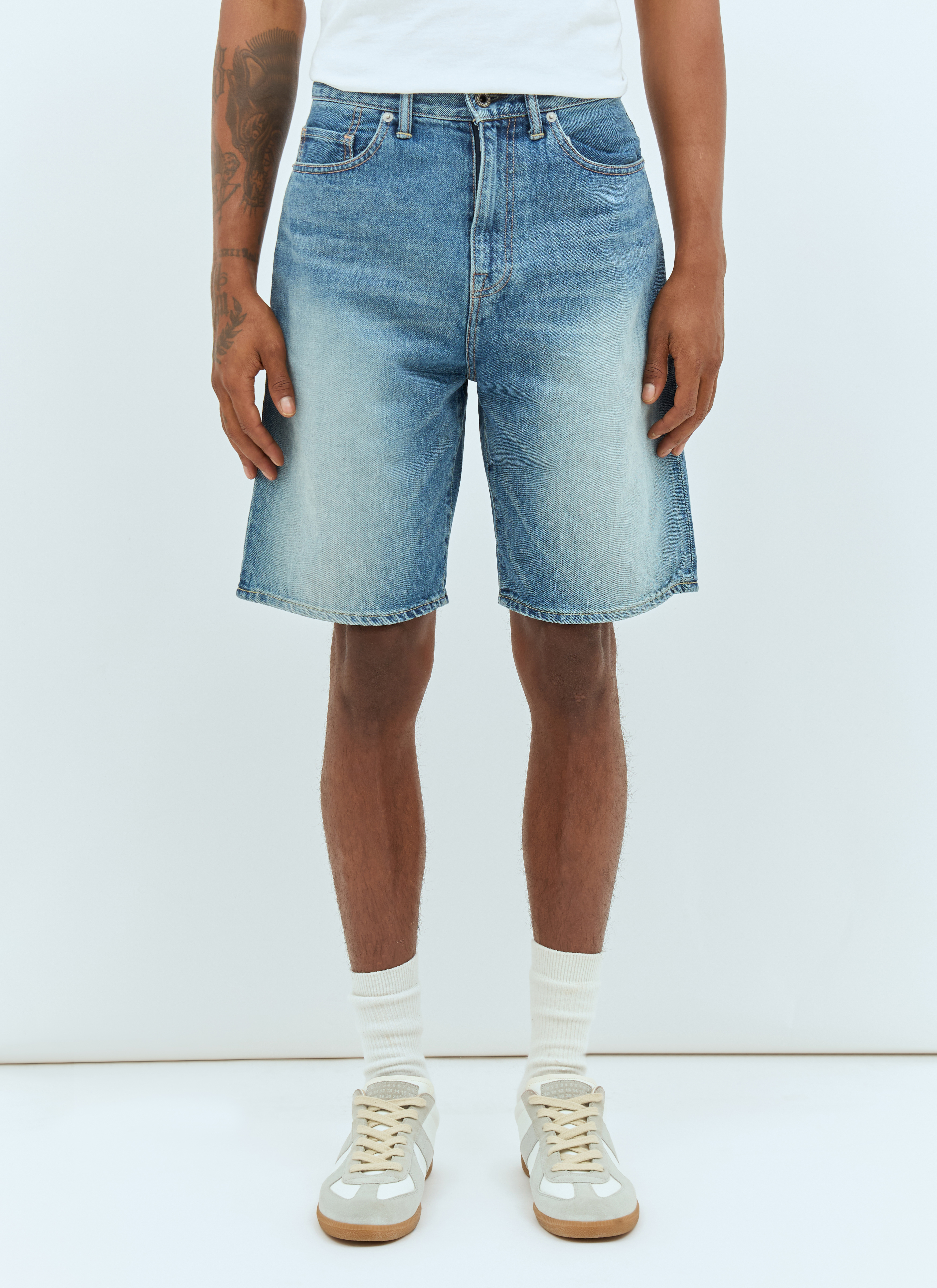 A BATHING APE® Kids Milo Face 10 Oz Stretch Denim Shorts