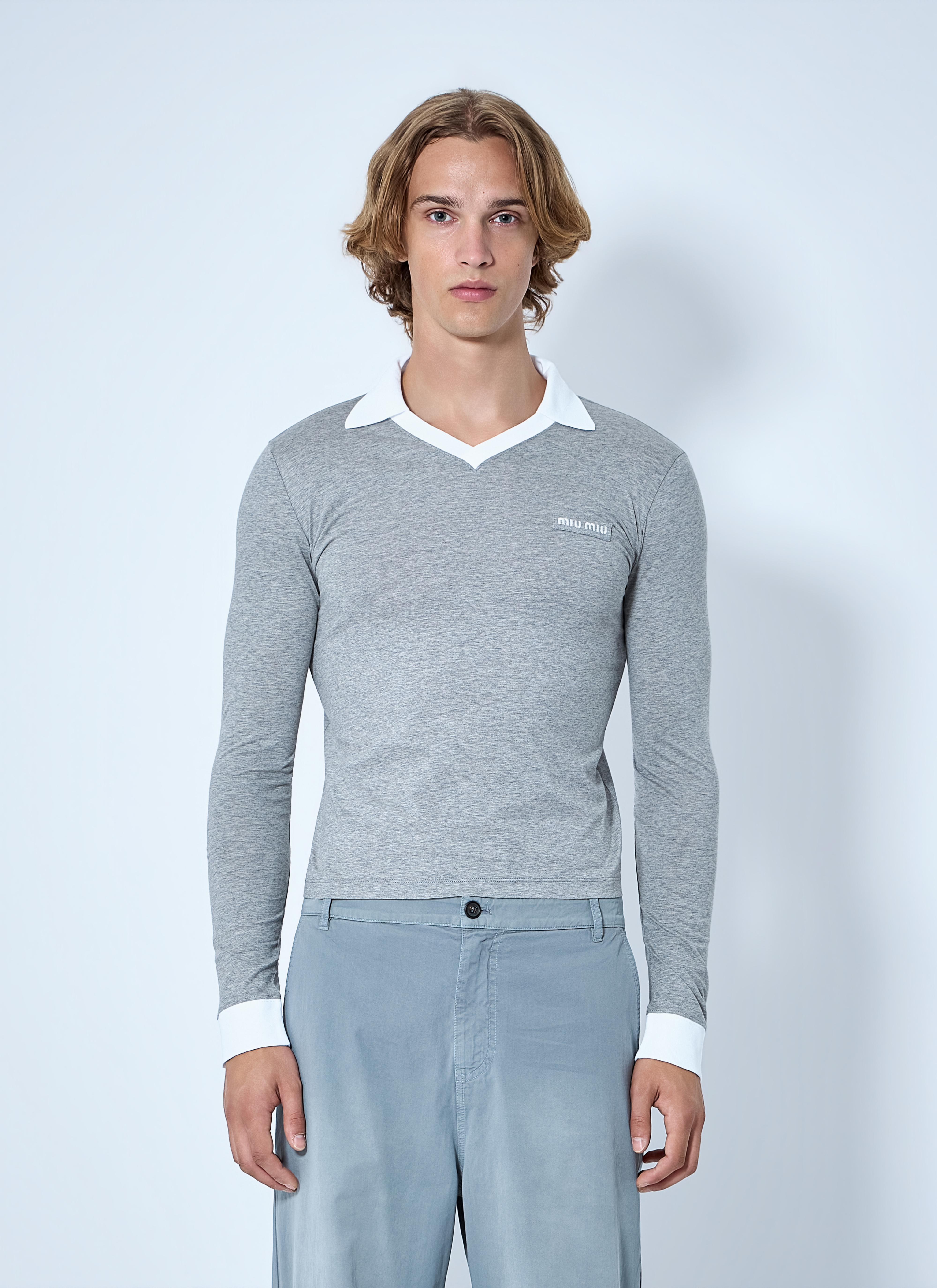 Miu Miu Miu Miu Collared Long Sleeve Knit Sweater