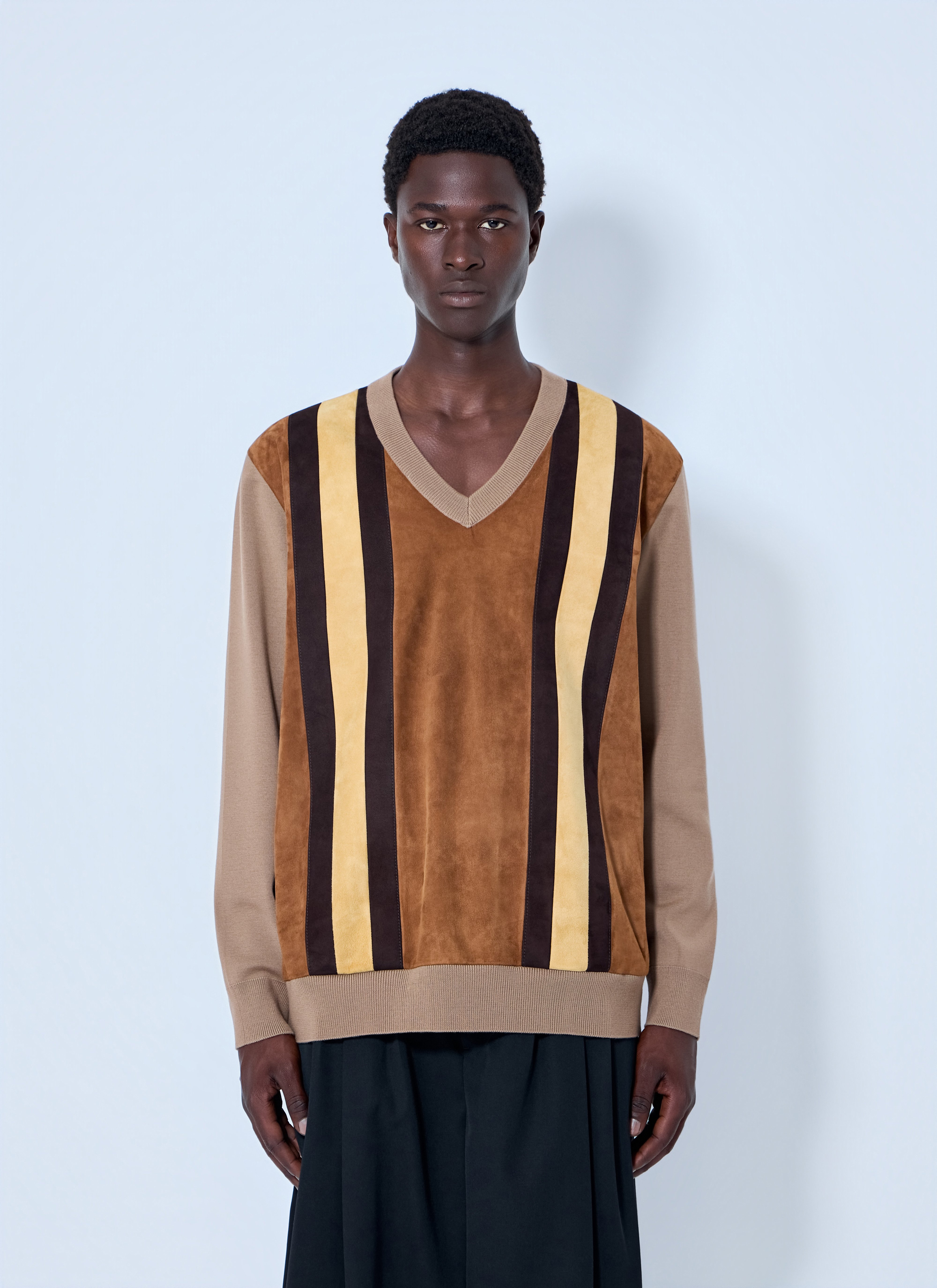 Miu Miu Miu Miu V-neck Sweater with Contrast Stripes