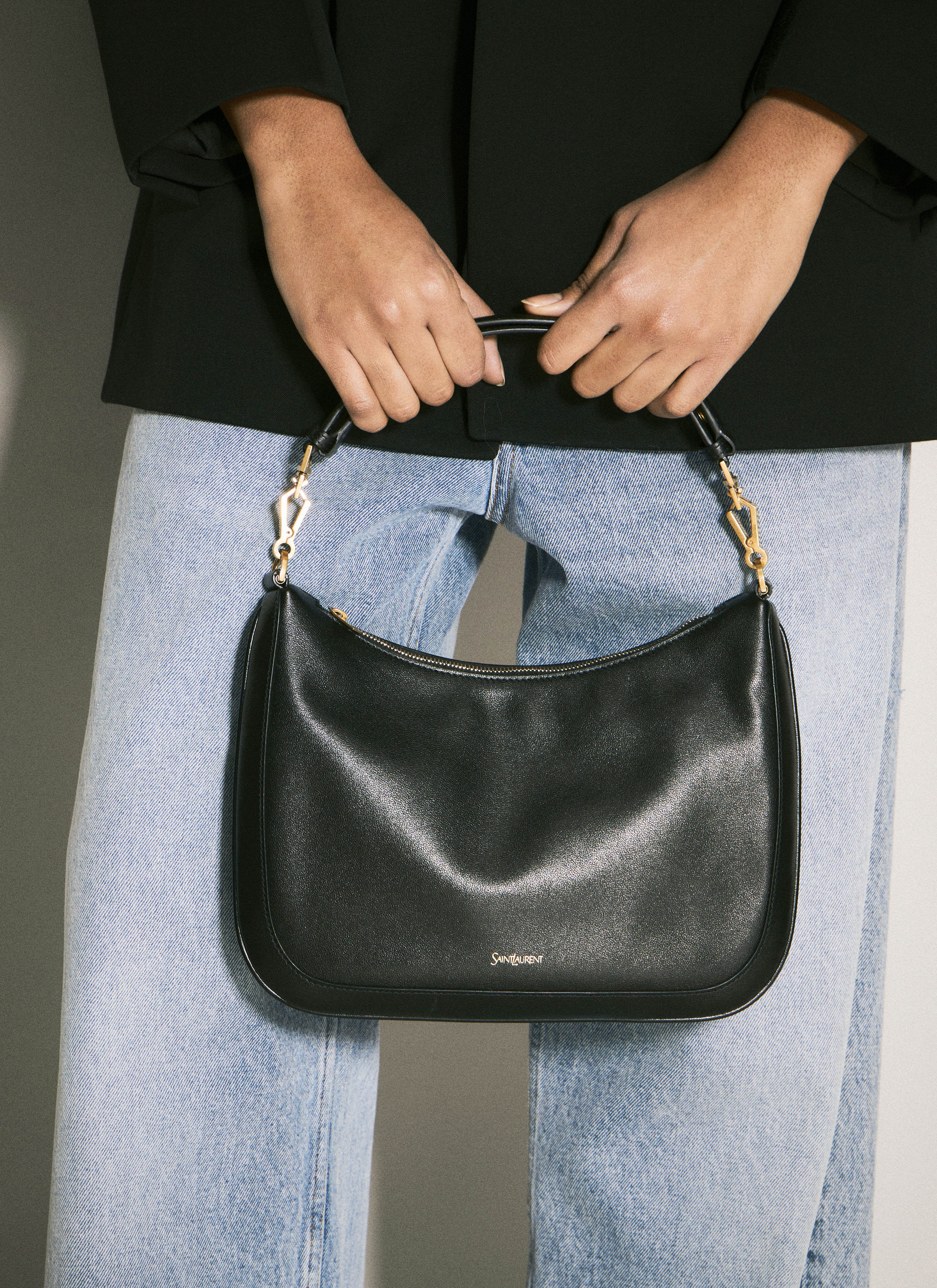 Saint Laurent Women's' Logo Print Shoulder Bag in Black | LN-CC®