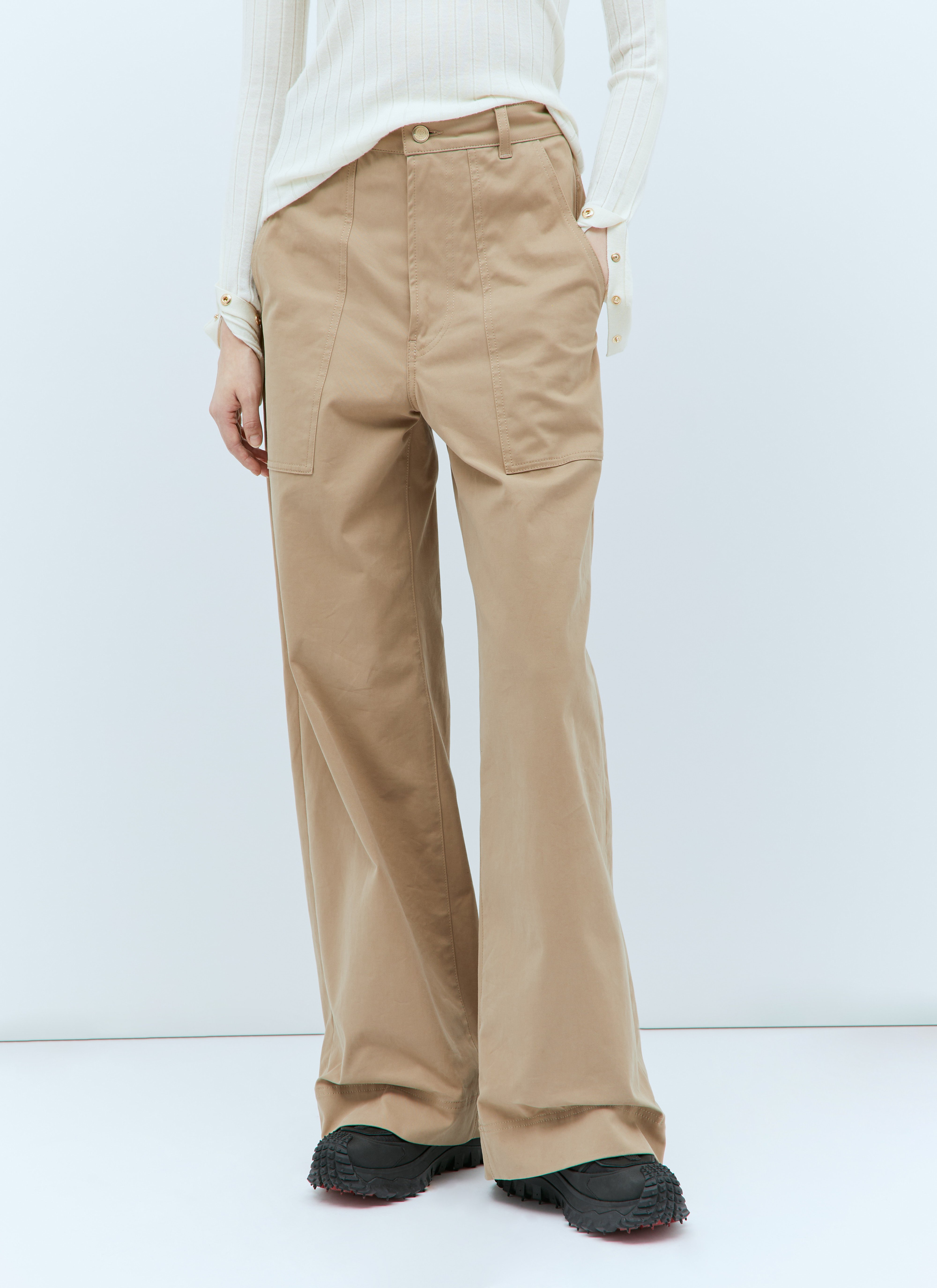 パンツ MONCLER Women Straight Pants K10932A00001 5985820N Beige Pants for Women - Shorts, Leggings & Sweatpants | Moncler US