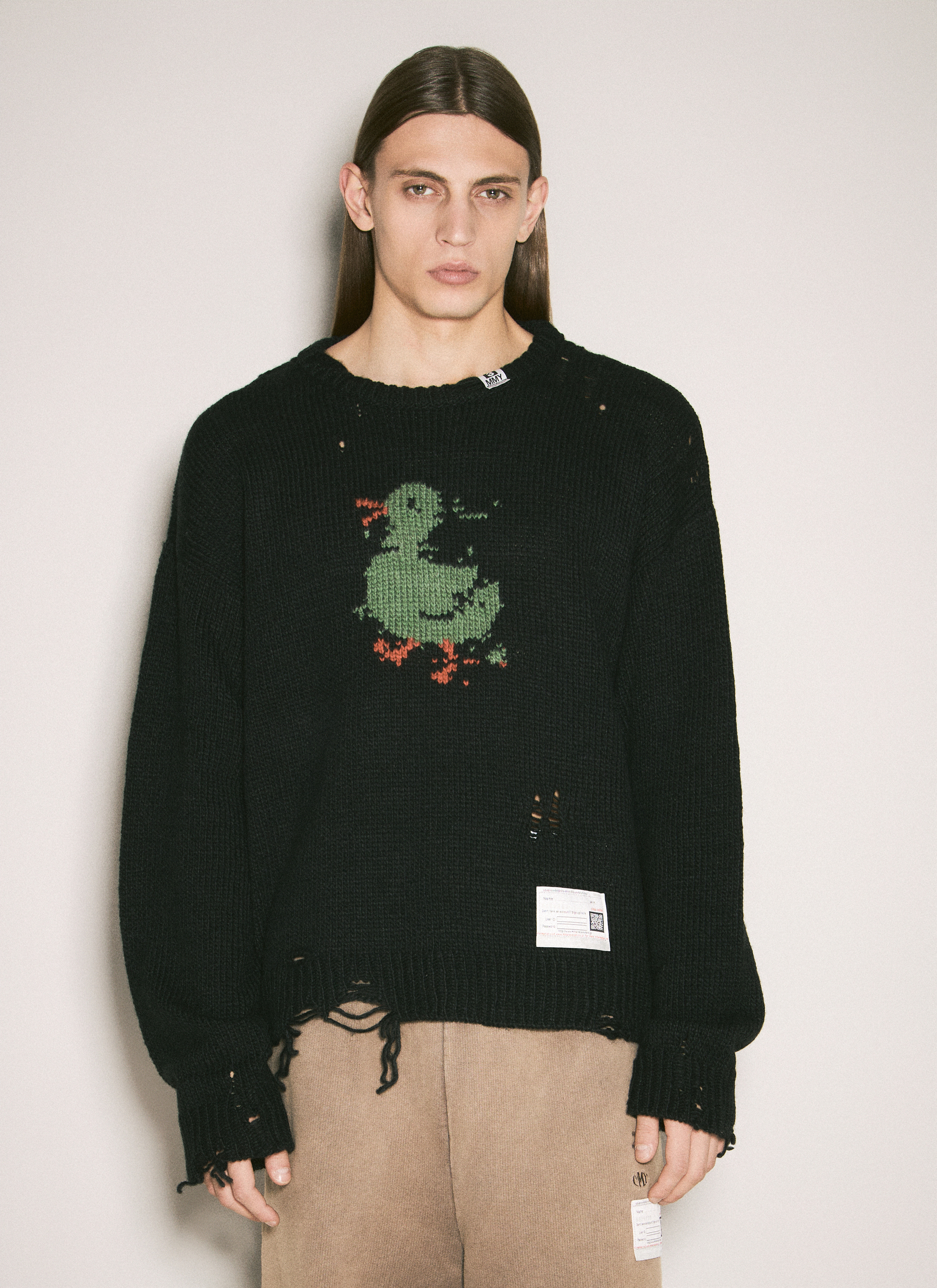 Maison Mihara Yasuhiro Men's' Duck Knit Sweater in Black | LN-CC®