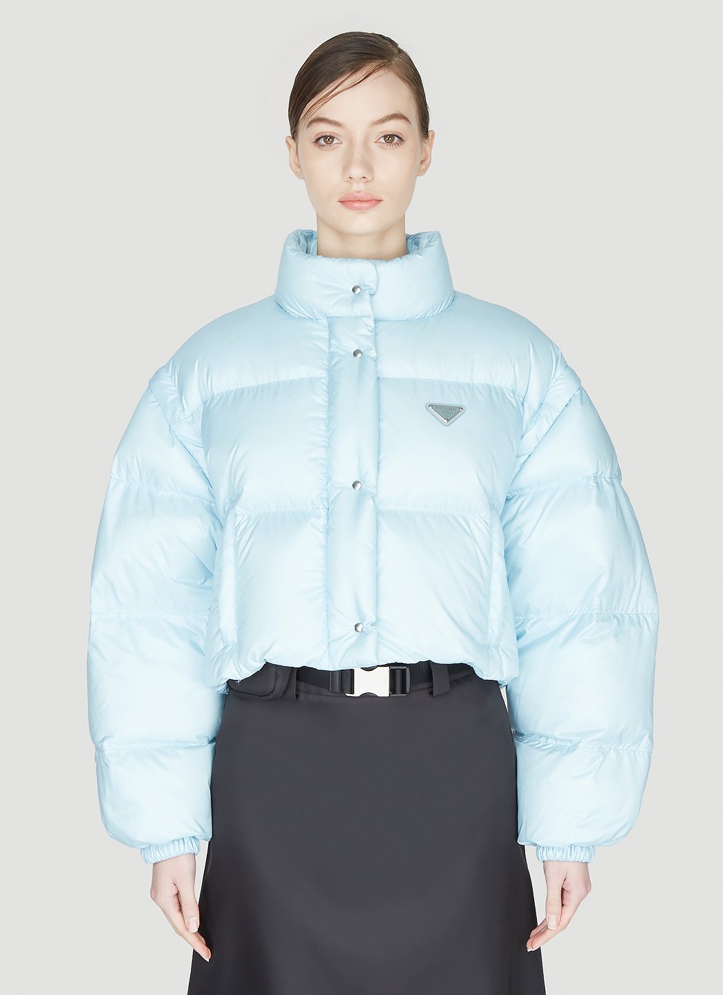 navy cropped puffer jacket