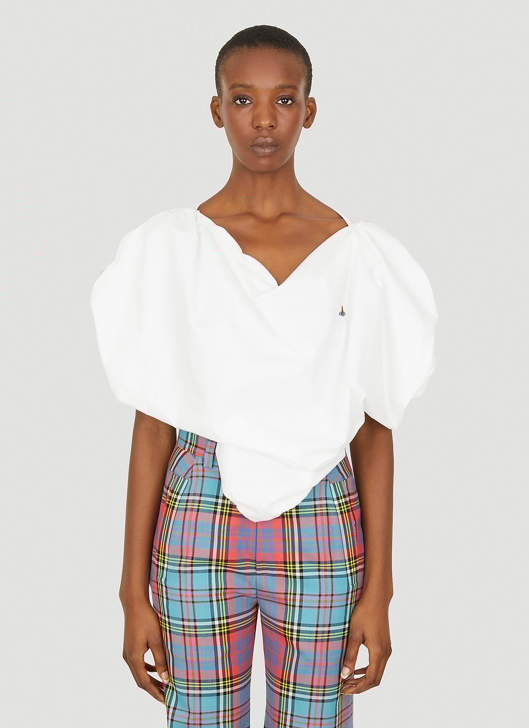 25SS new/Vivienne Westwood コットントップス Tops White Orb cropped cotton jersey T-shirt in white - Vivienne