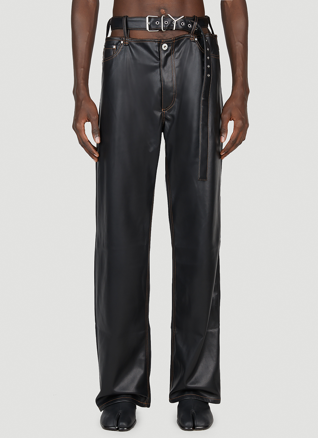 Y-Buckle Belt Pants