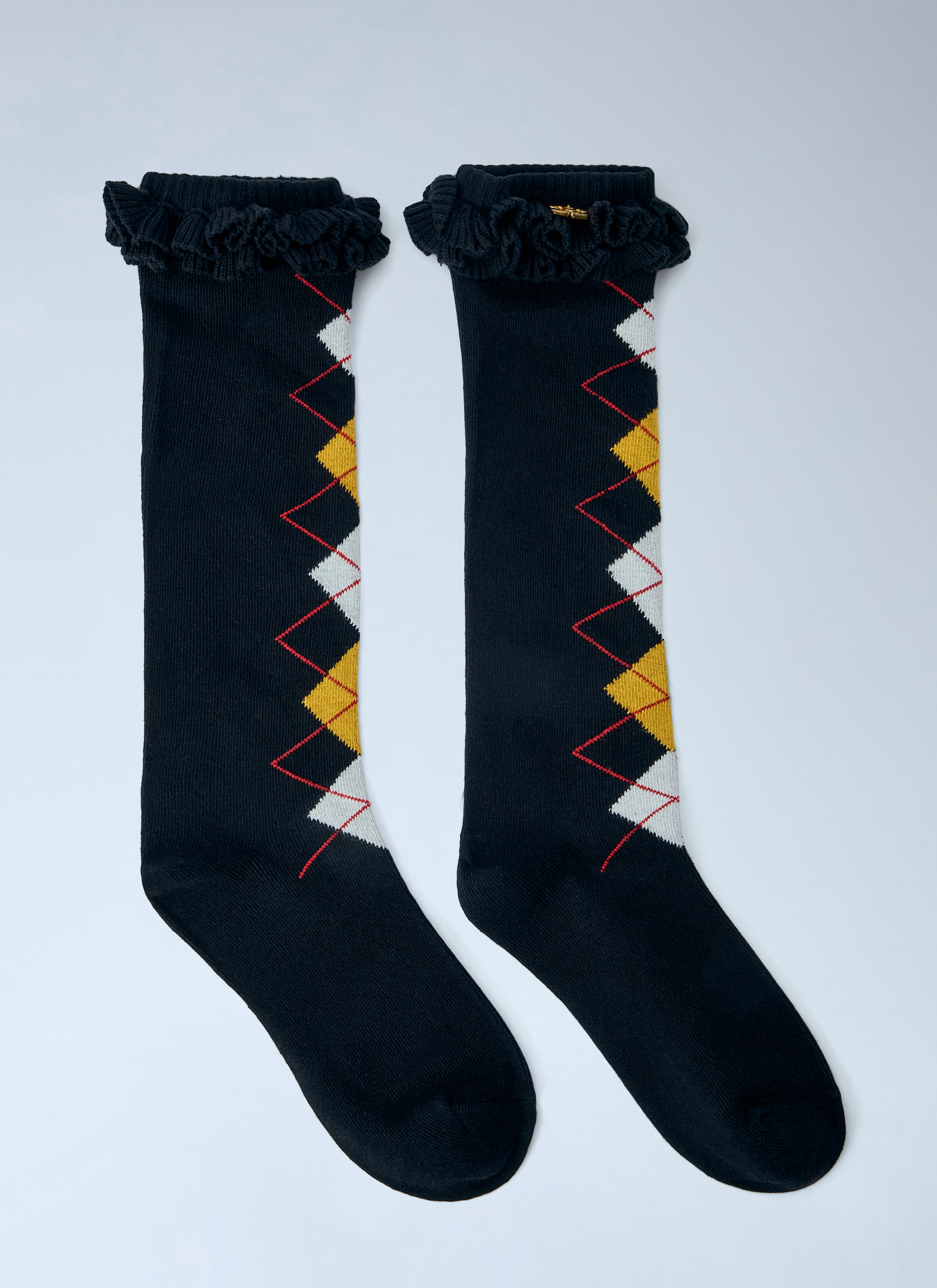 Ganni GANNI Argyle Ruffle Cuff Socks