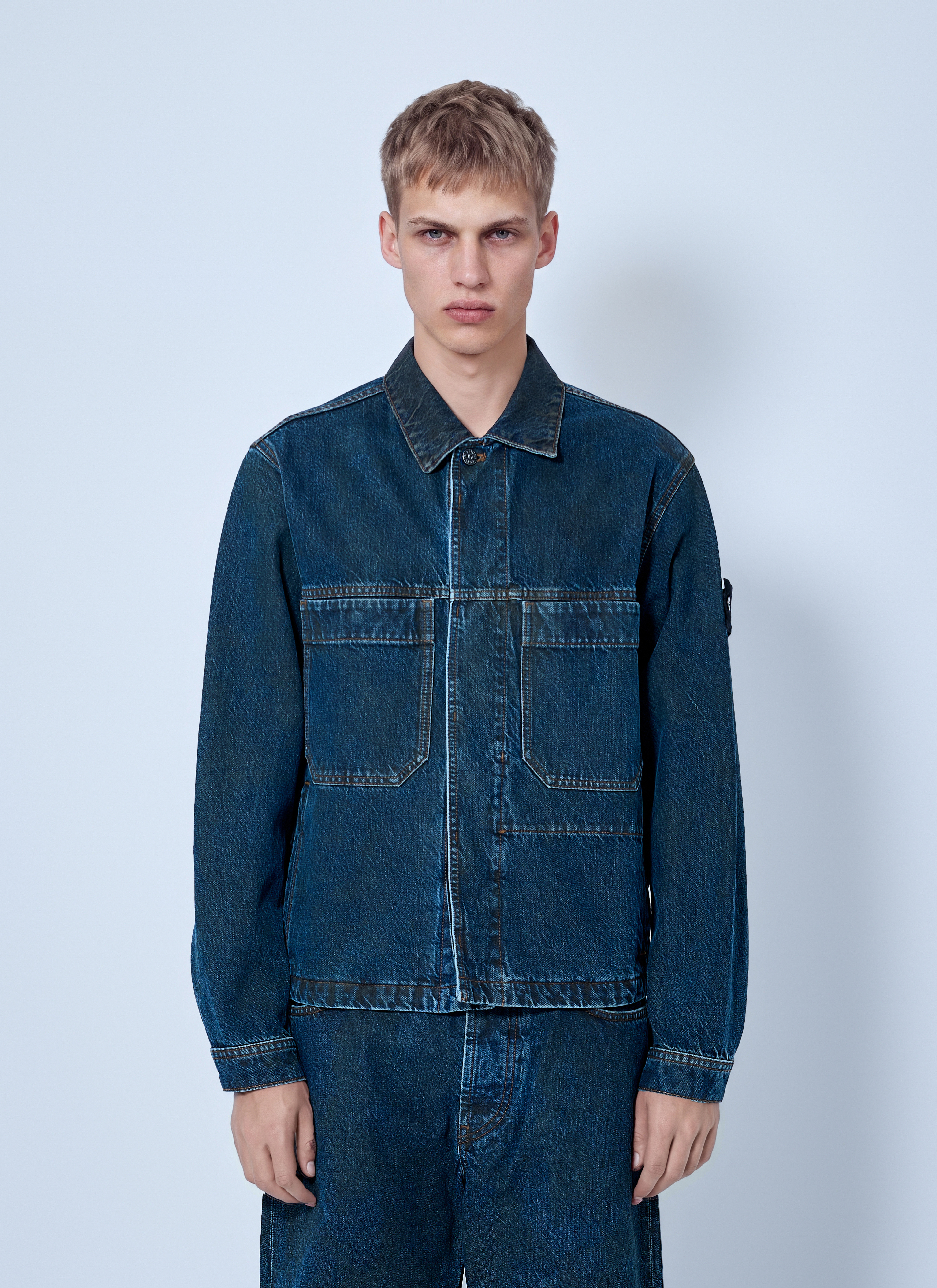 Stone Island Uomo Blu Denim Jacket - Man Jackets E Xl