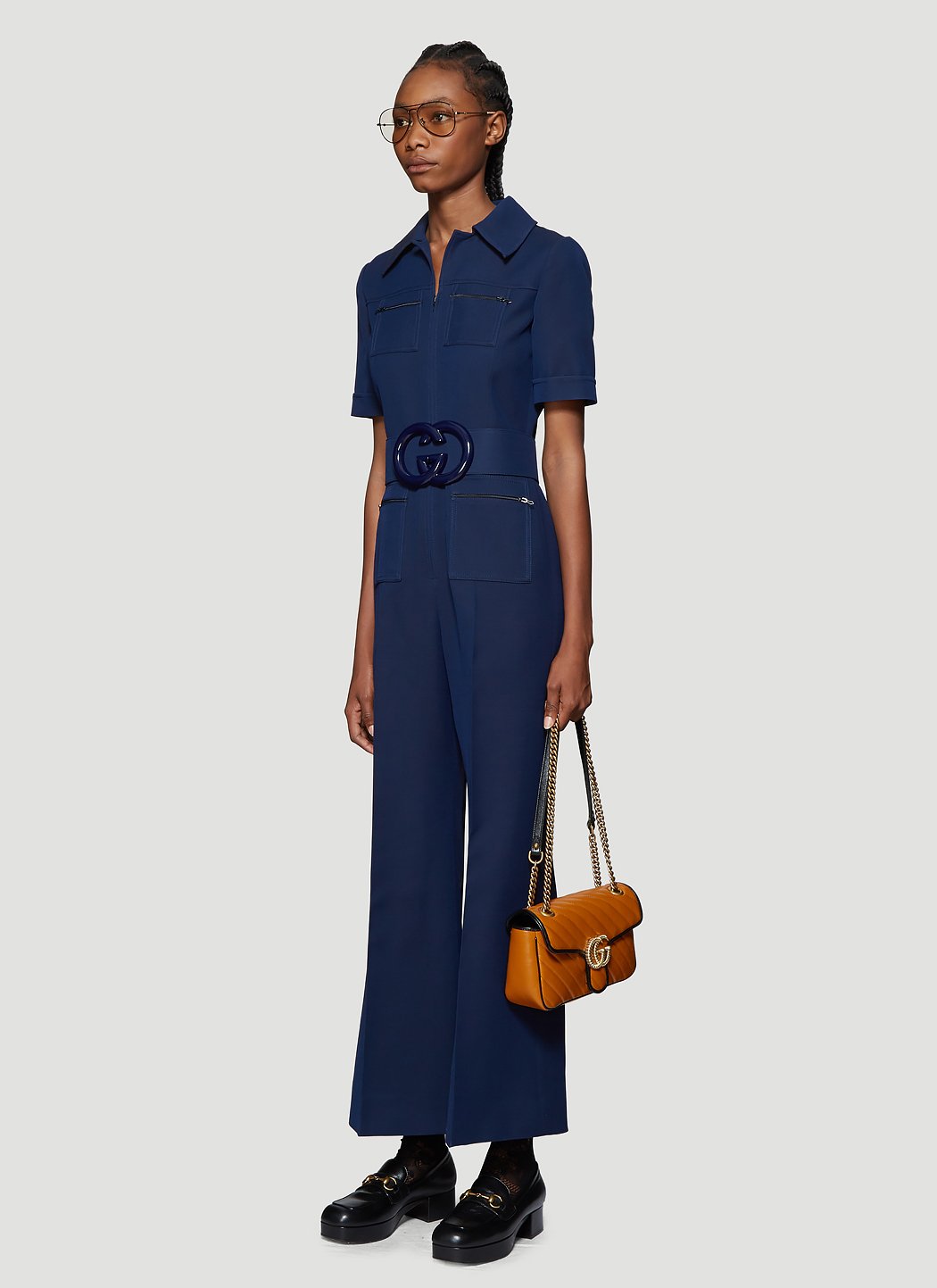 Gucci Belted WideLeg Jumpsuit in Blue LNCC