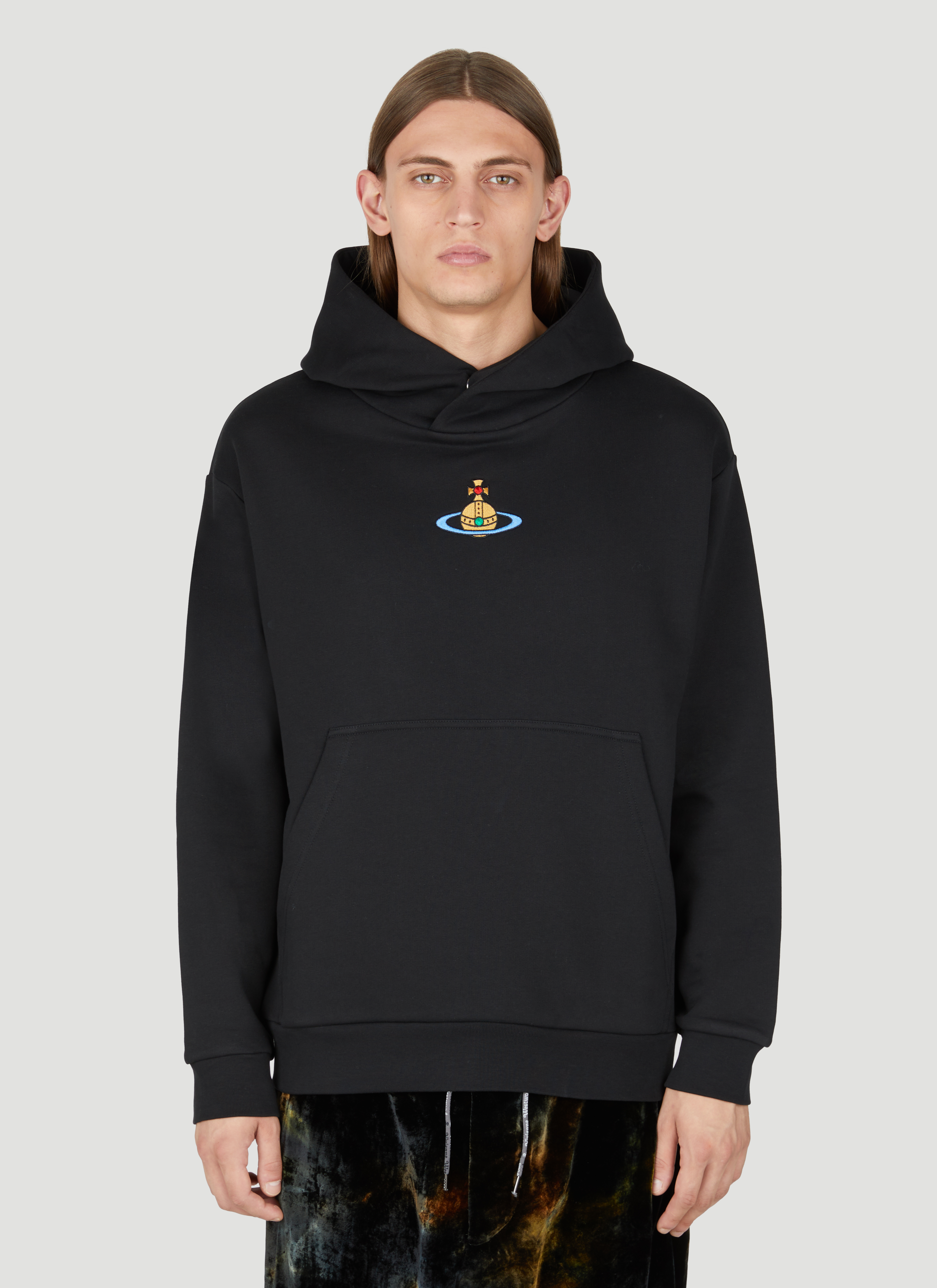 Vivienne Westwood Men's' Orb Embroidery Hooded Sweatshirt in Black
