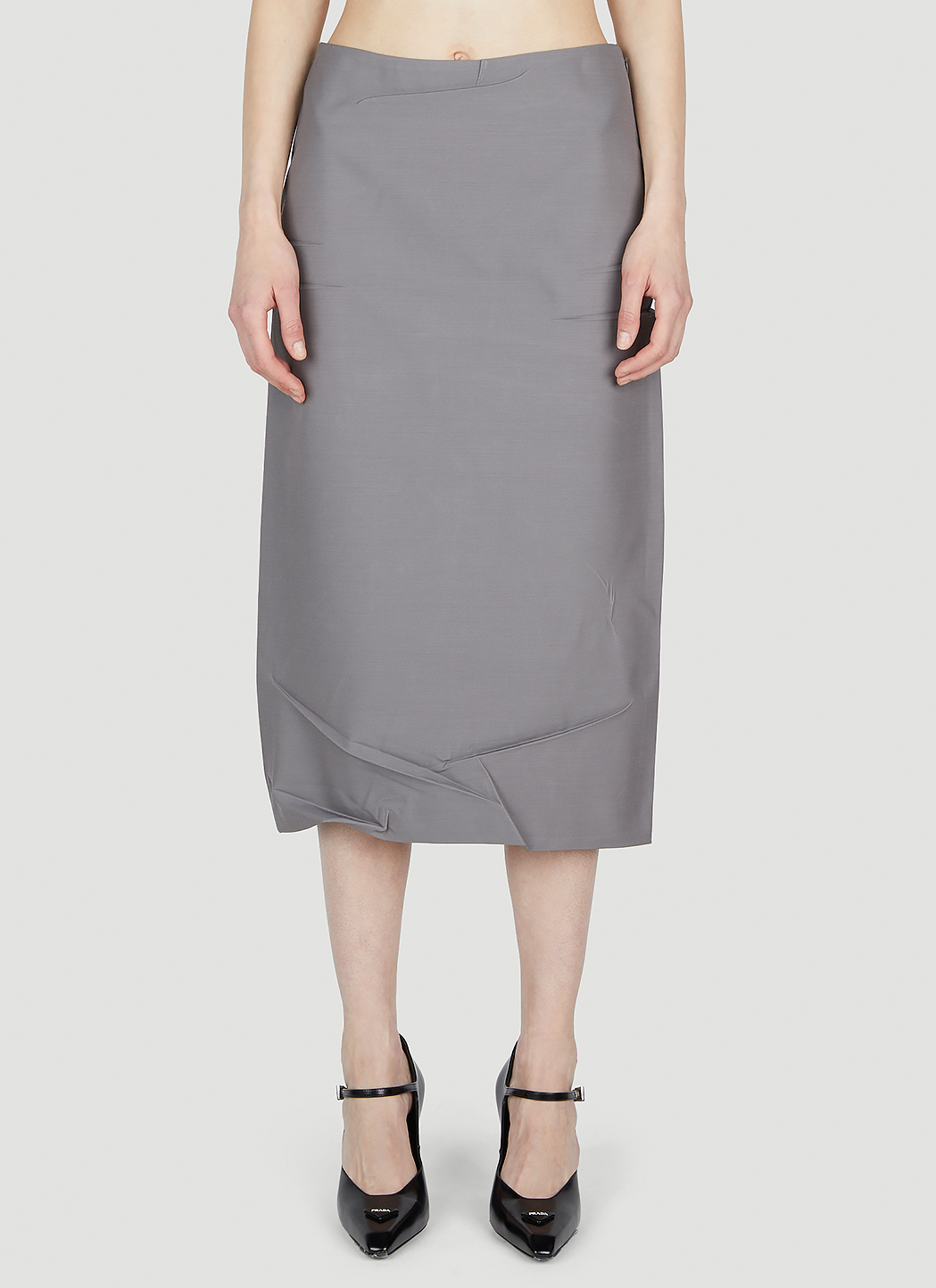 【関税&送料込】Prada Gabardine Mermaid Skirt Prada Mermaid Wool Midi Skirt - Bergdorf Goodman
